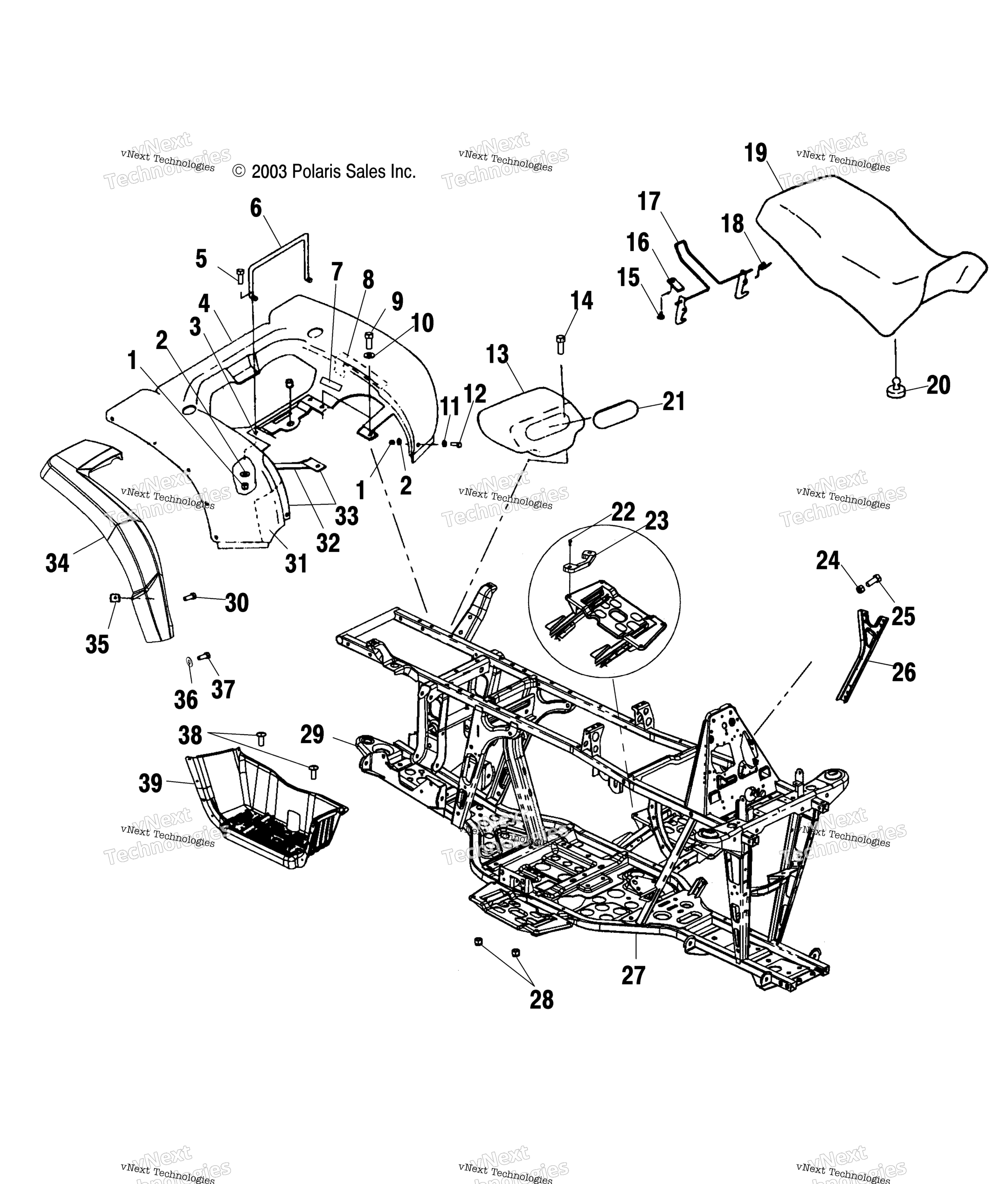 Задняя часть Cab/Seat/Main Frame