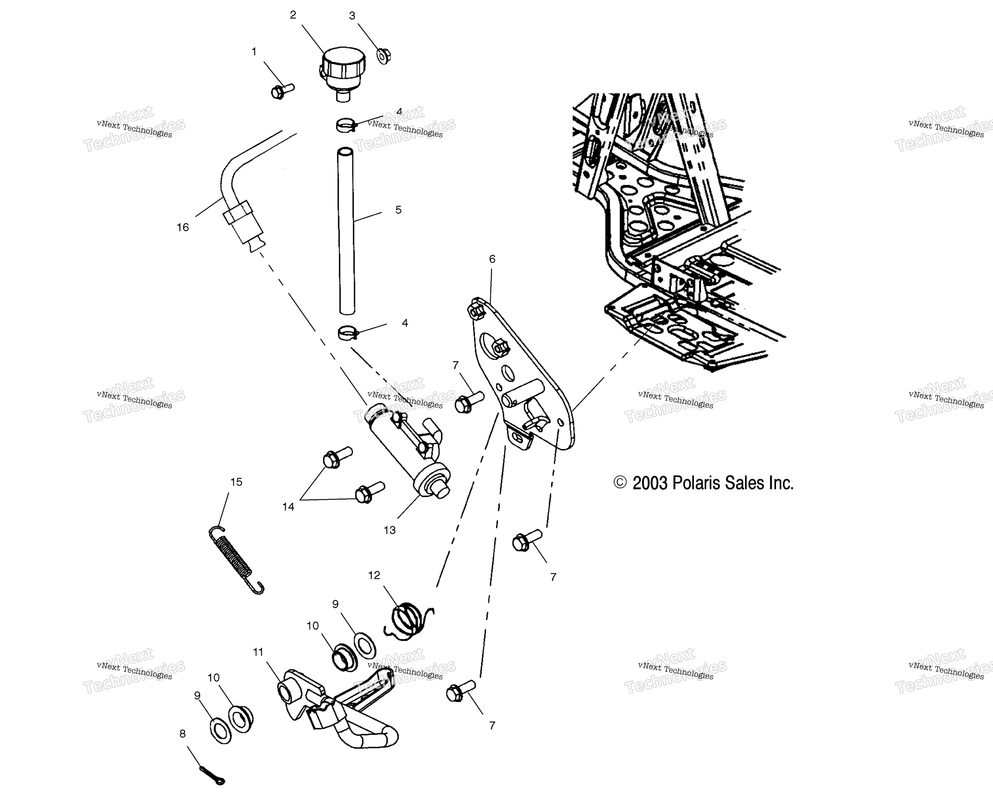 Задняя часть Master Cylinder/Foot Pedal
