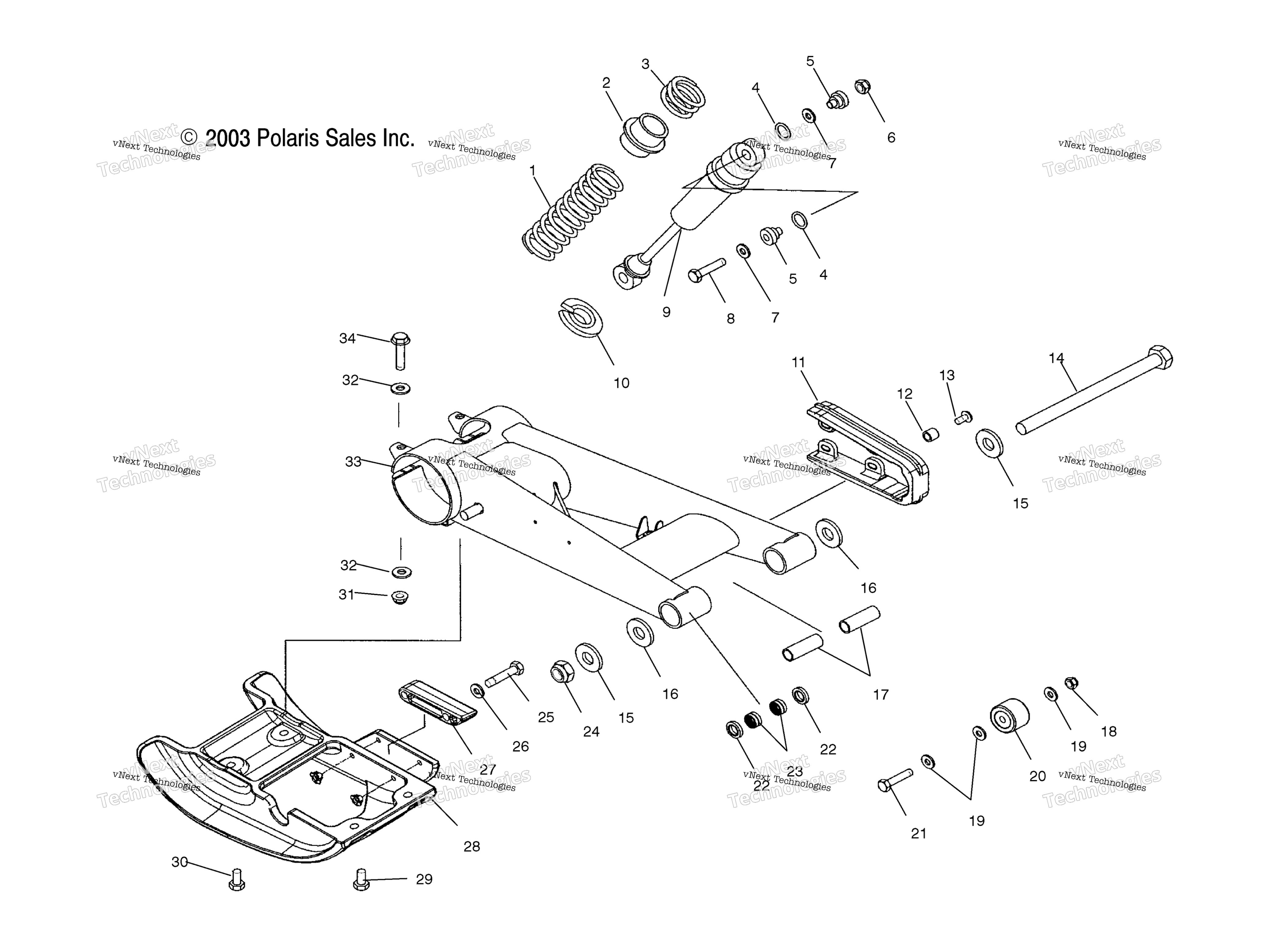 Swing Arm & задний Shock