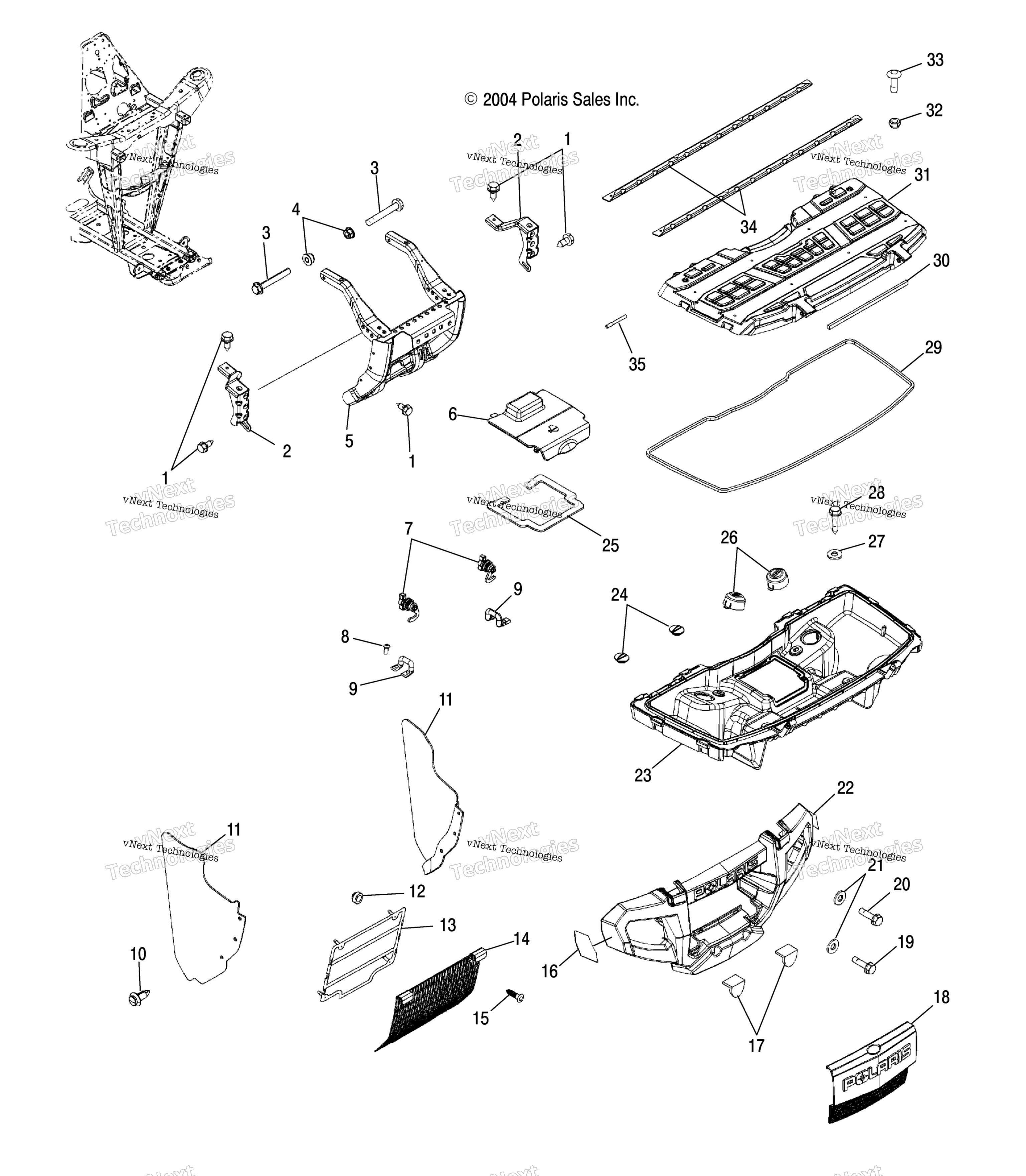 Передняя часть Storage & Bumper Mounting