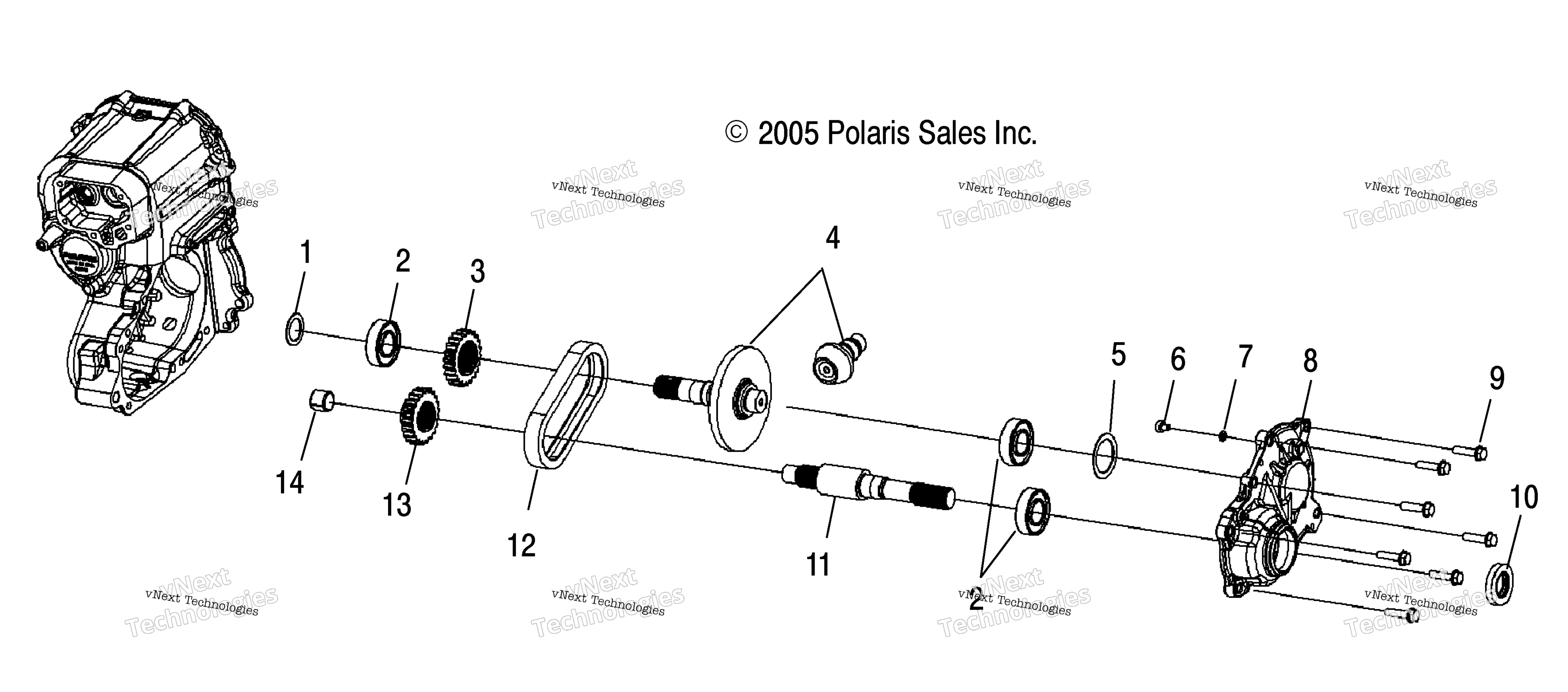 Gearcase, Output Shaft / At / Ax / Ay / Az