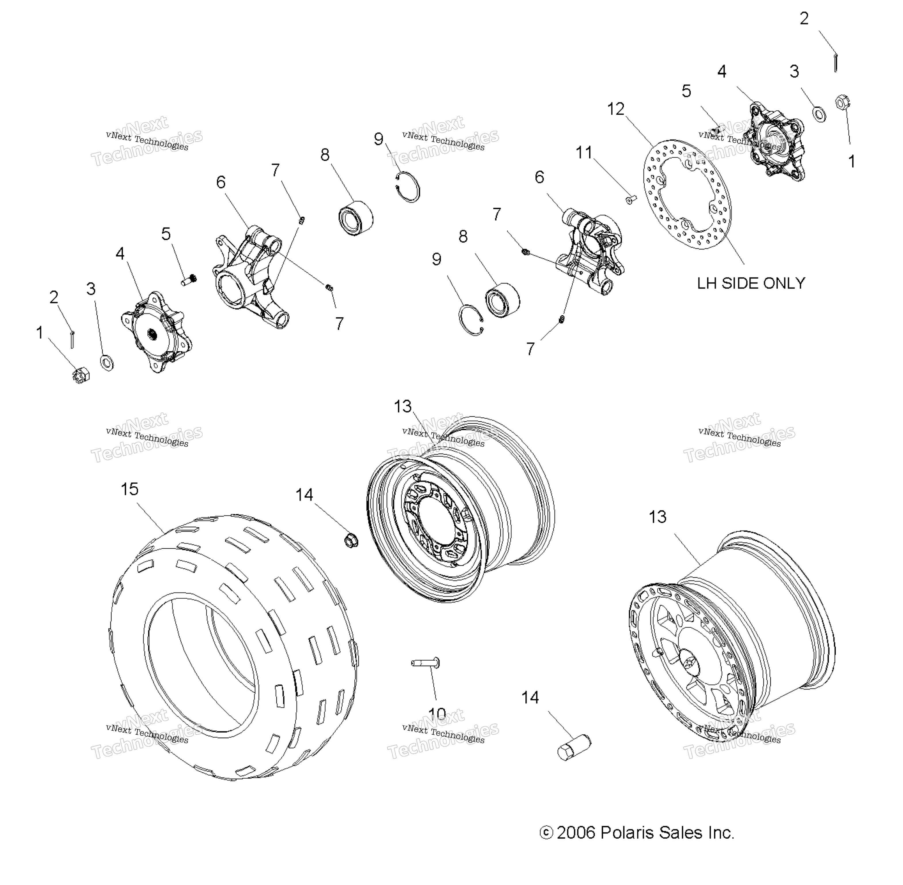 Wheel, задний & тормоз Disk / Hubs / Bearing Carriers