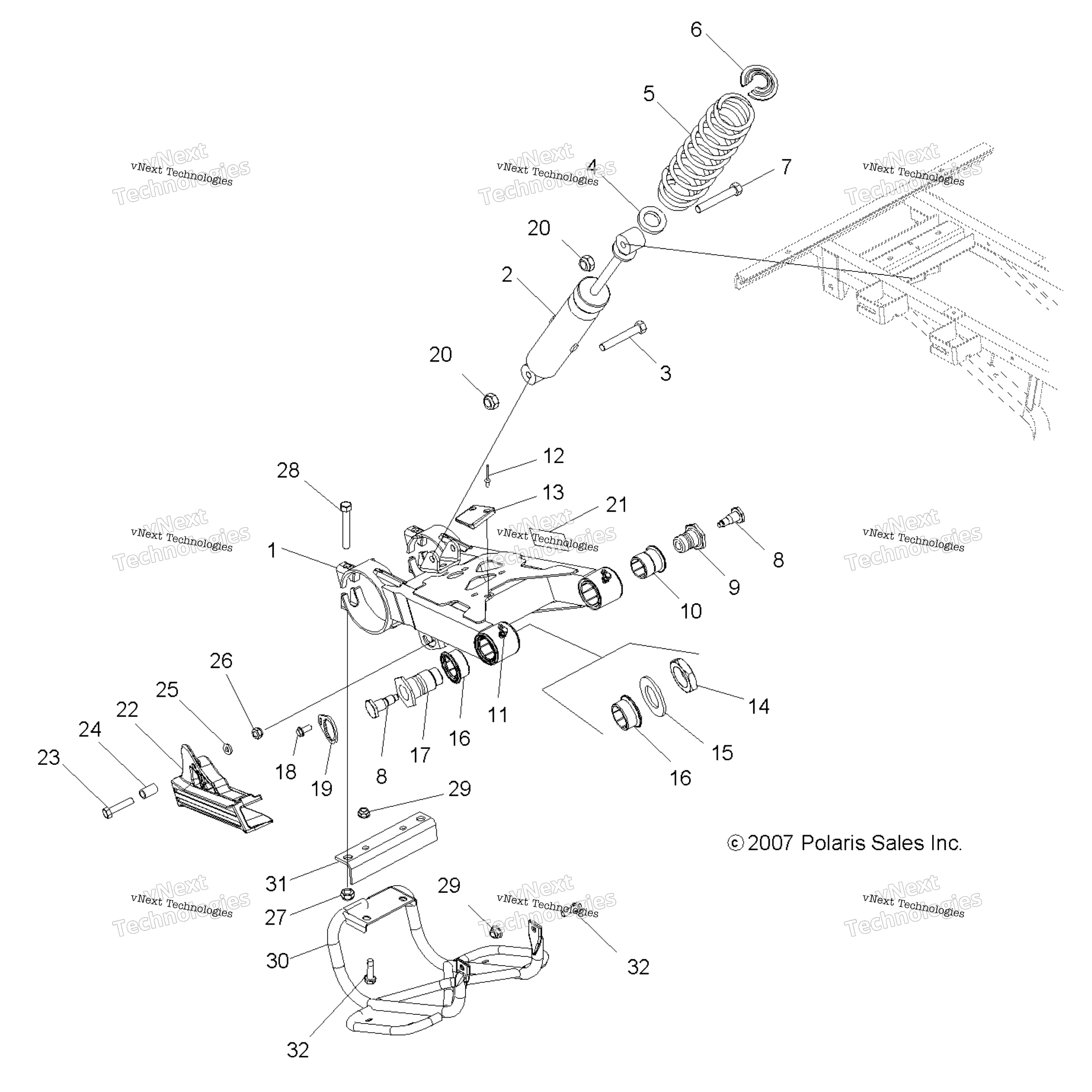 Suspension, Swing Arm & Shock крепление