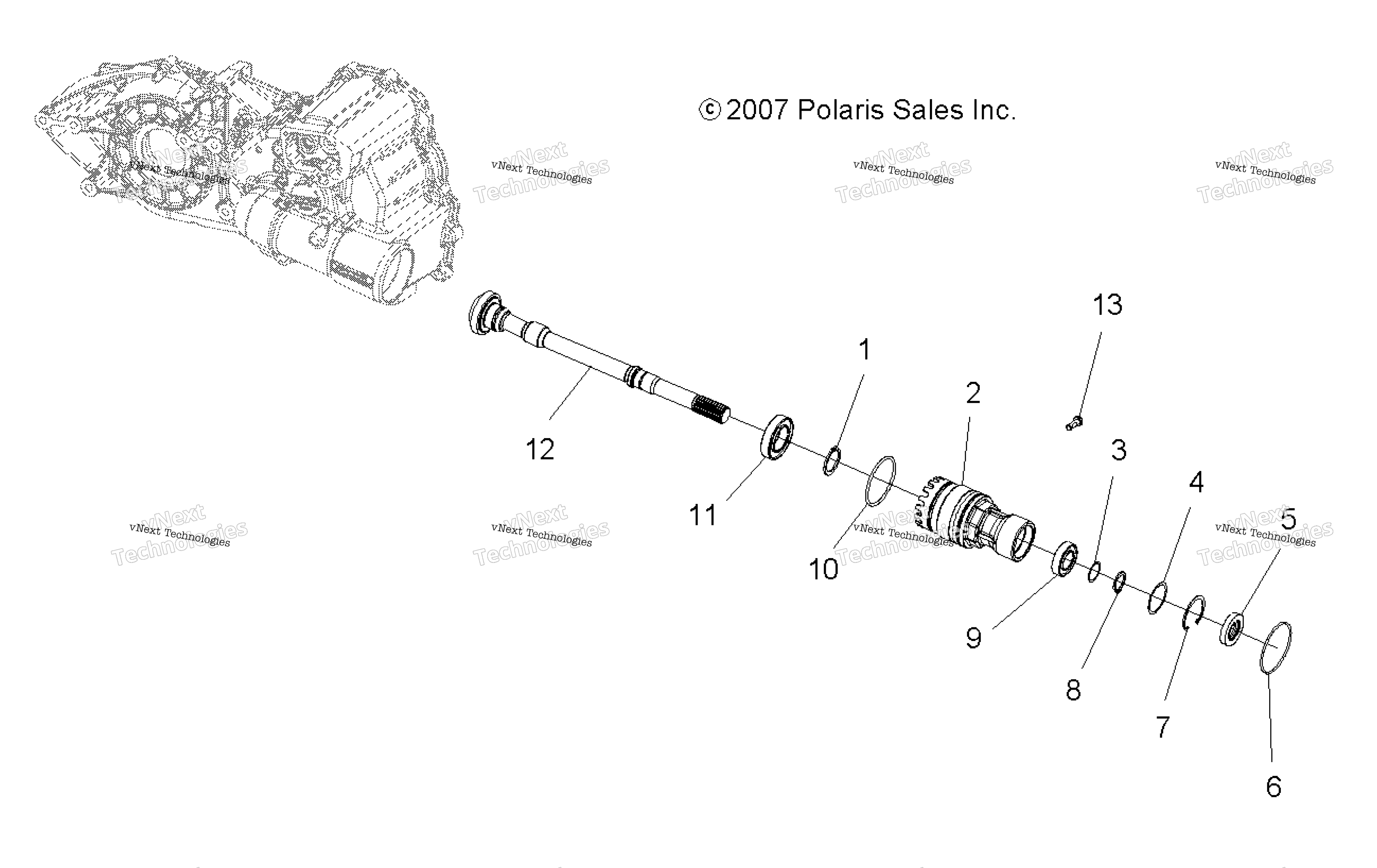 Привод Train, Gearcase Front Output Shaft