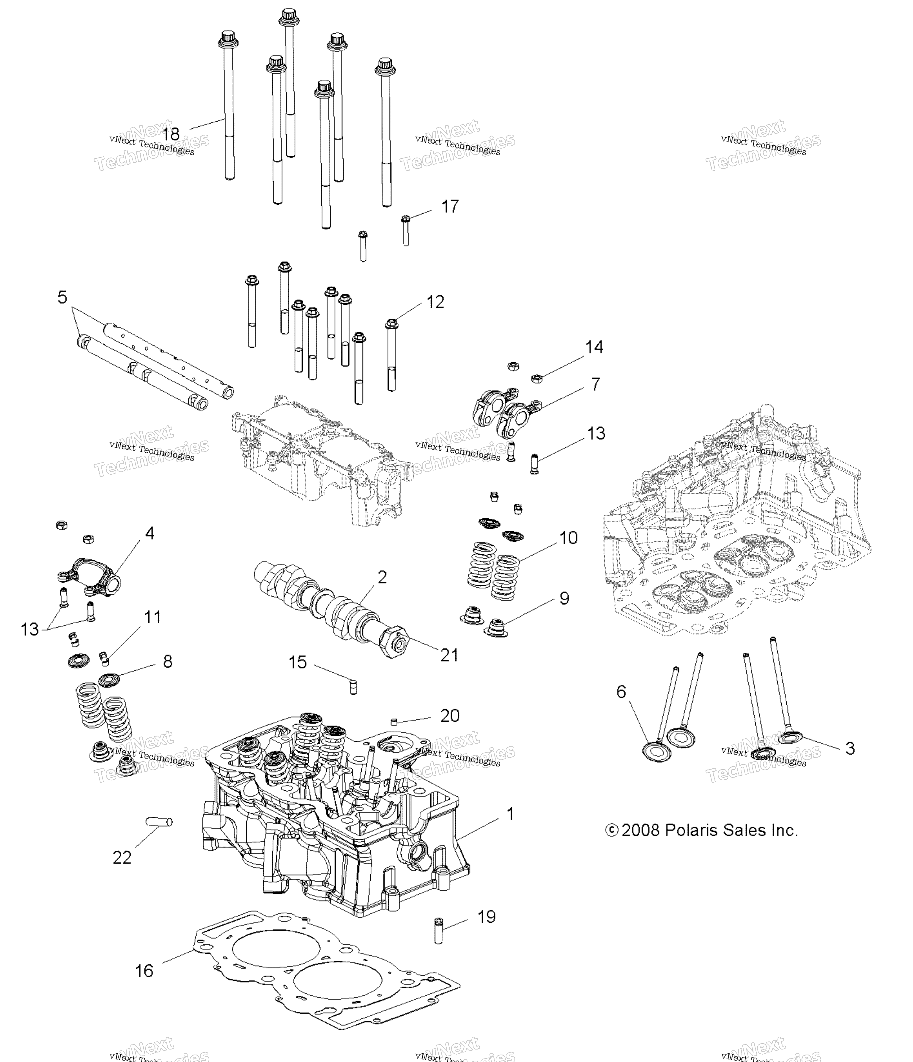 Двигатель, цилиндр Head, Cam & Valves