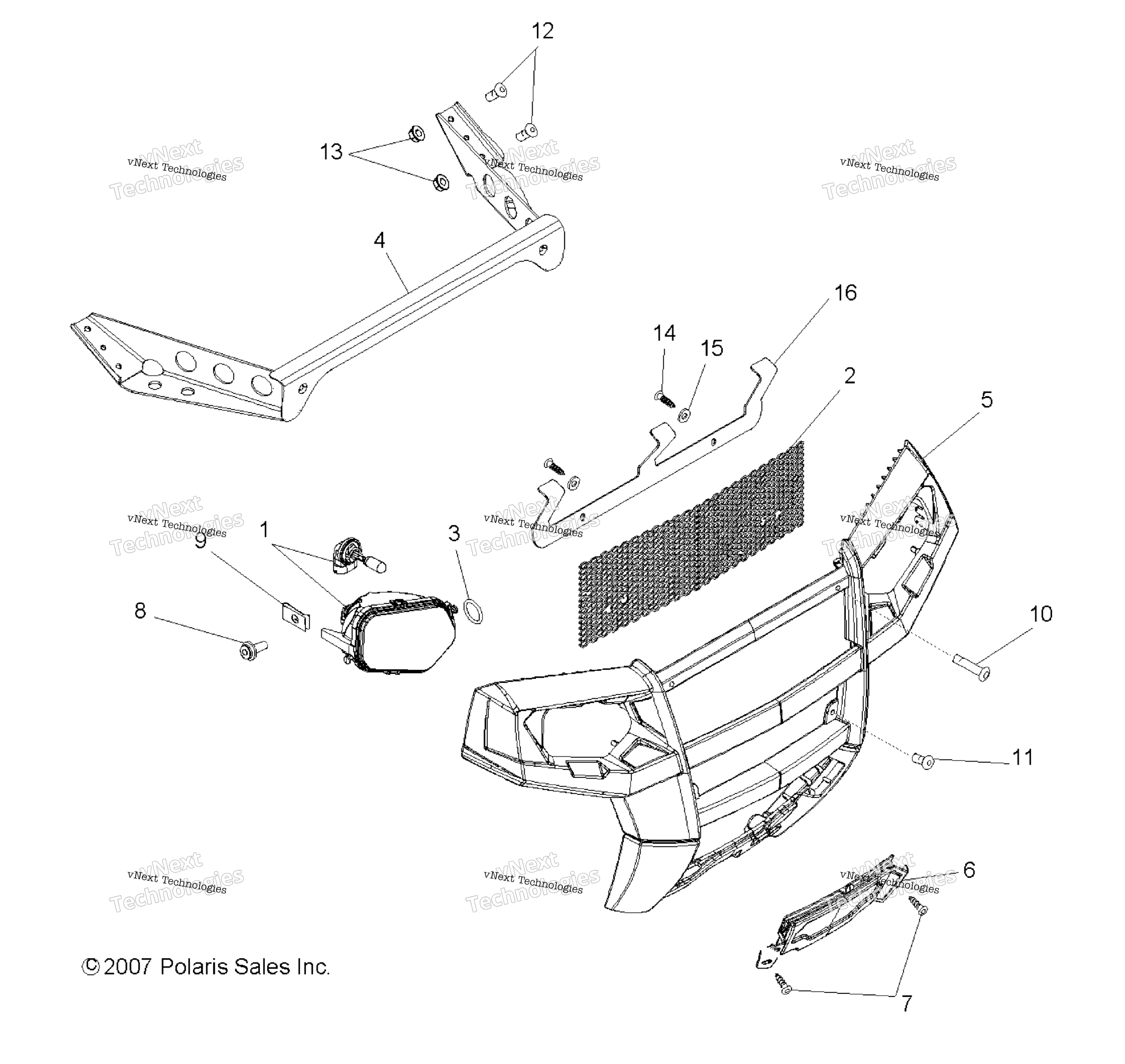 Bumper, передний Support & Headlights