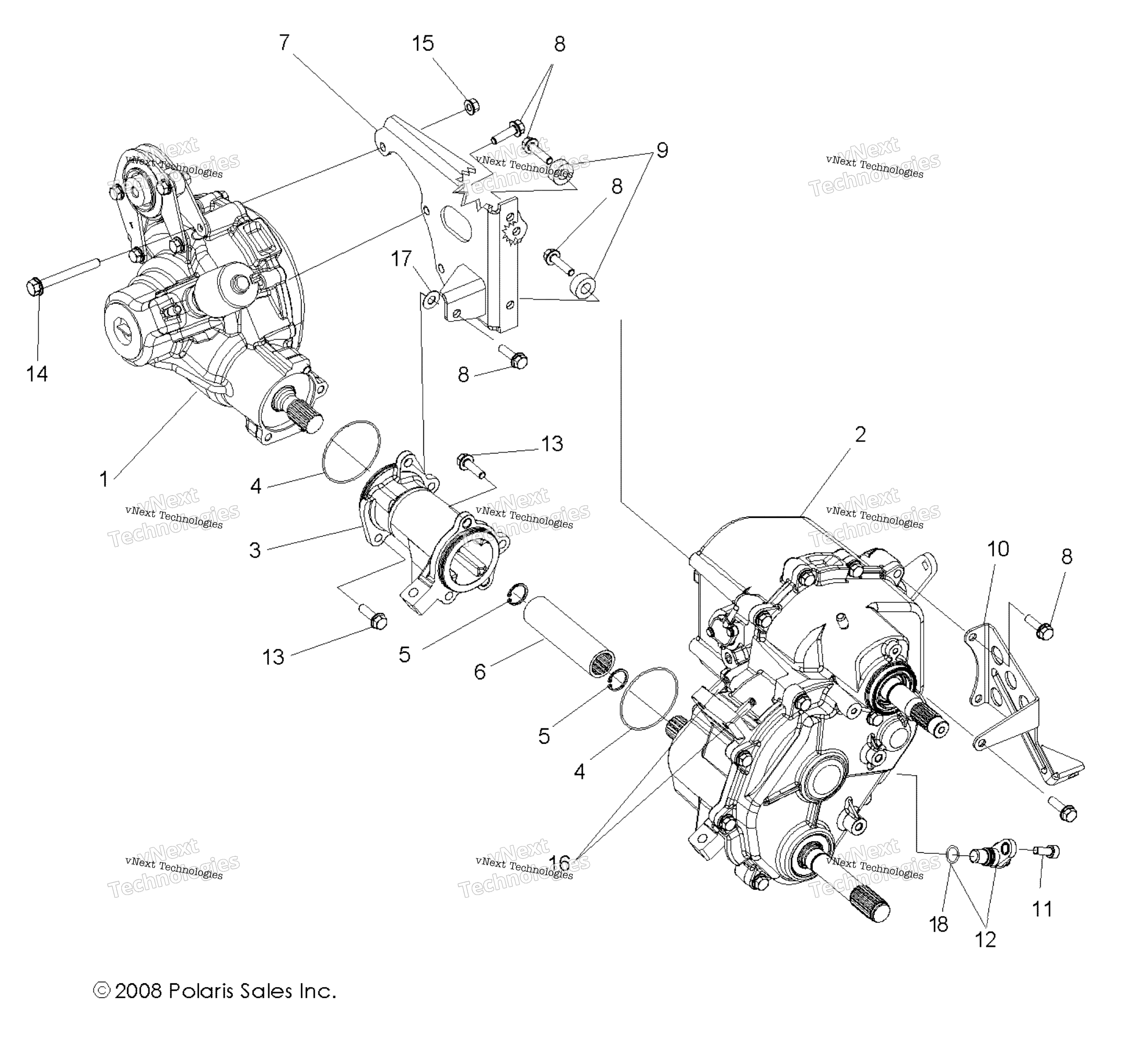 Привод Train, Gearcase, Differential Mounting