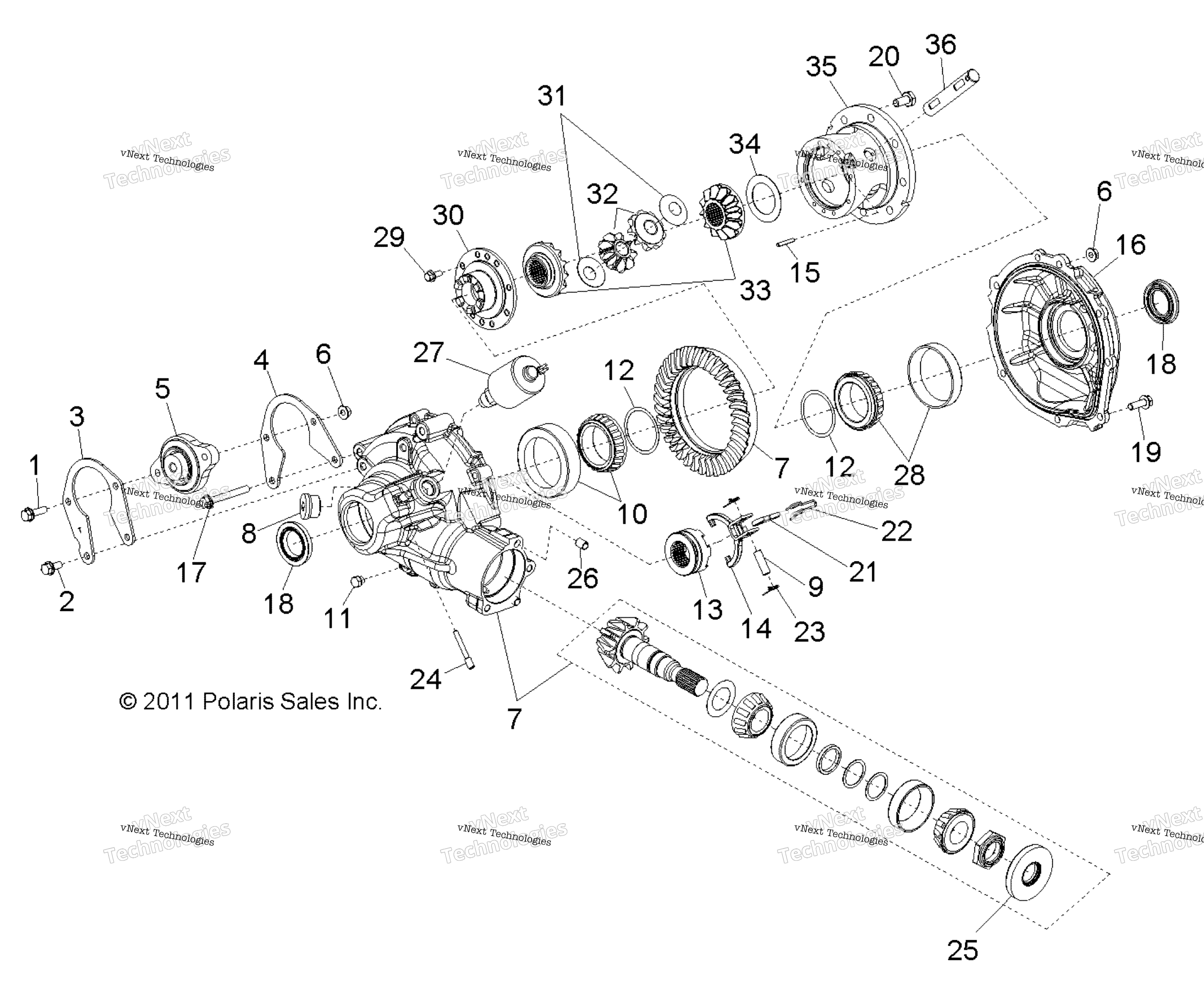 Привод Train, Gearcase, Differential, Internal Components