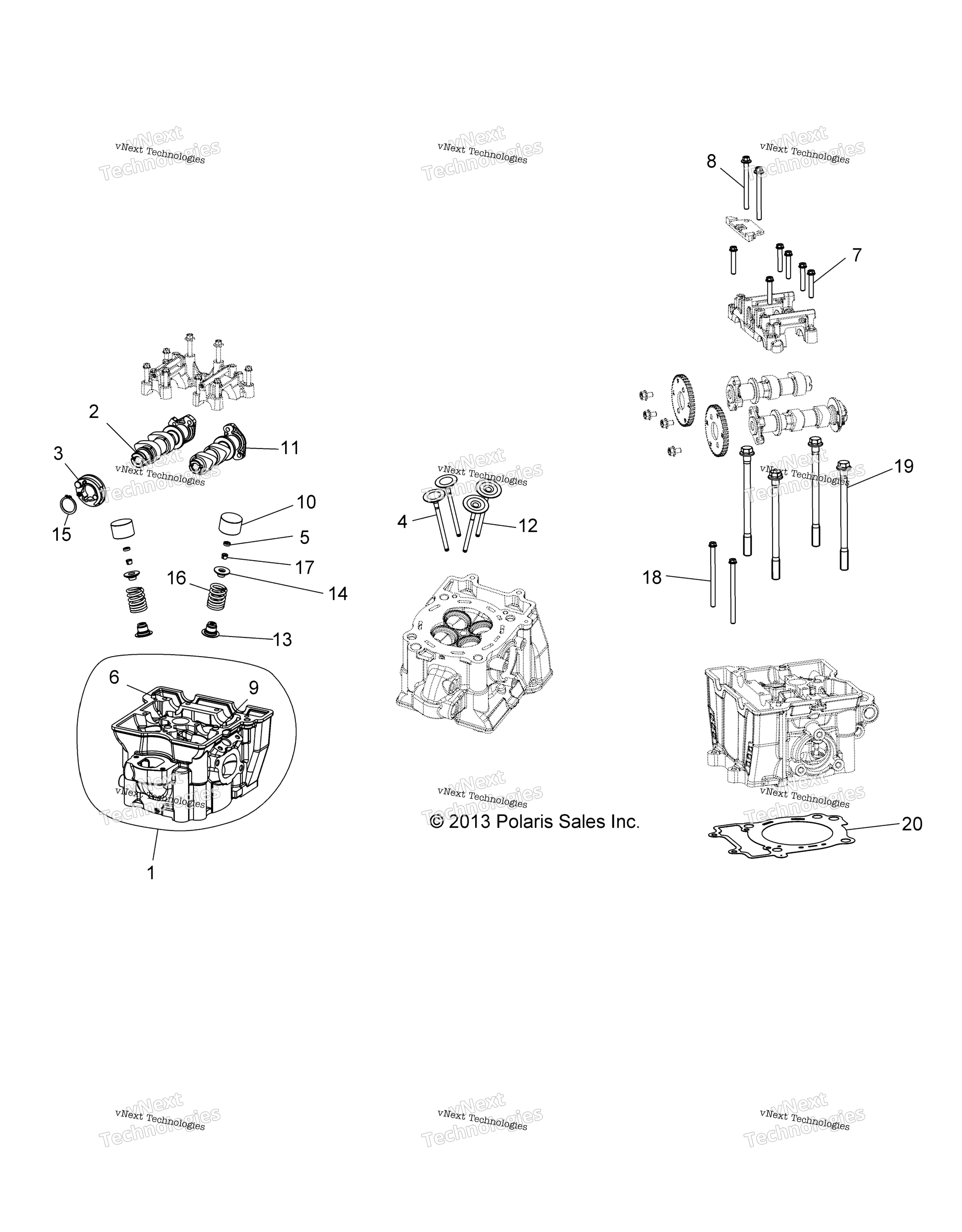 Двигатель, цилиндр Head, Cams & Valves