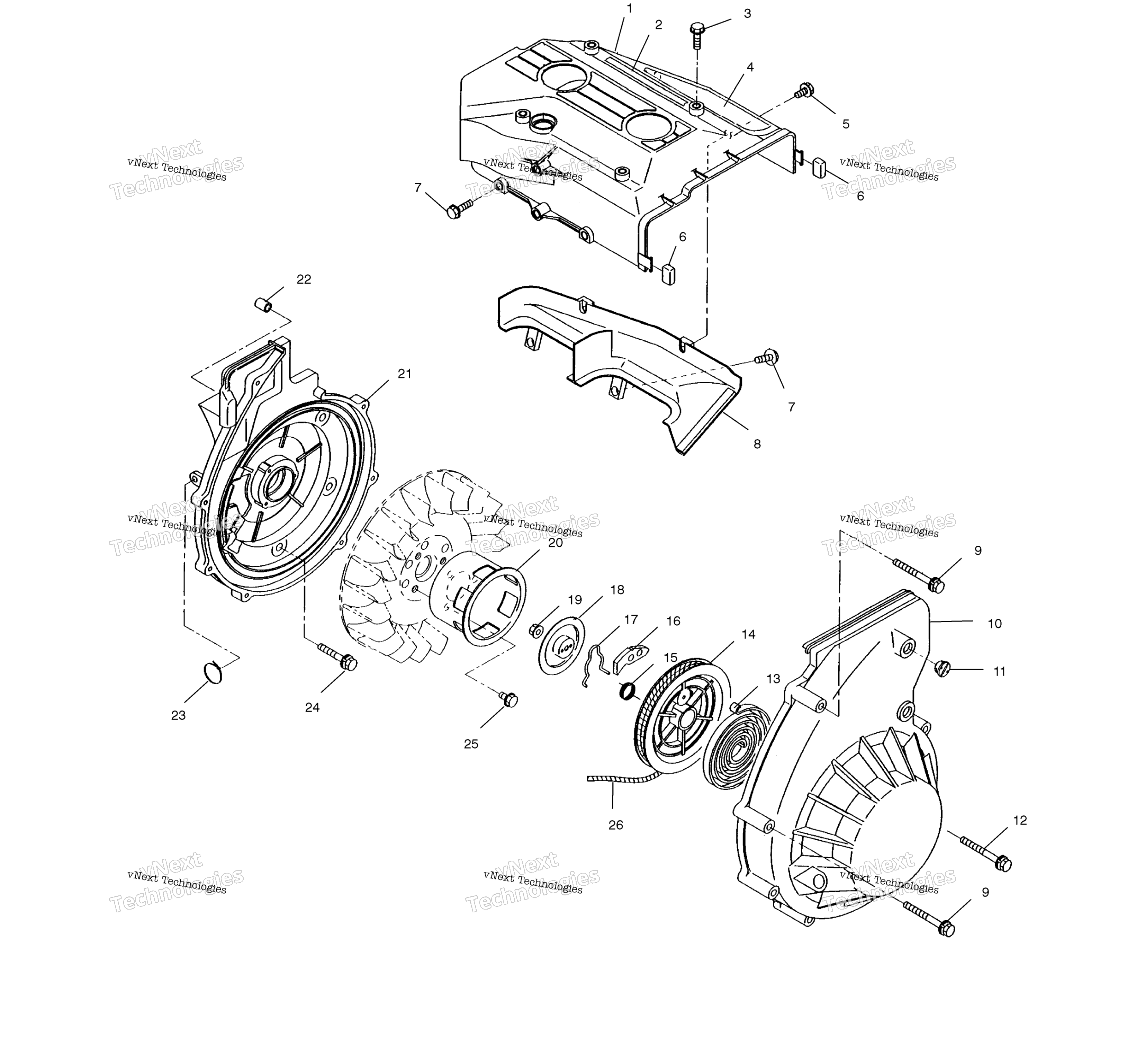 Вентилятор Housing & Recoil Starter S03su5bs/Bsa