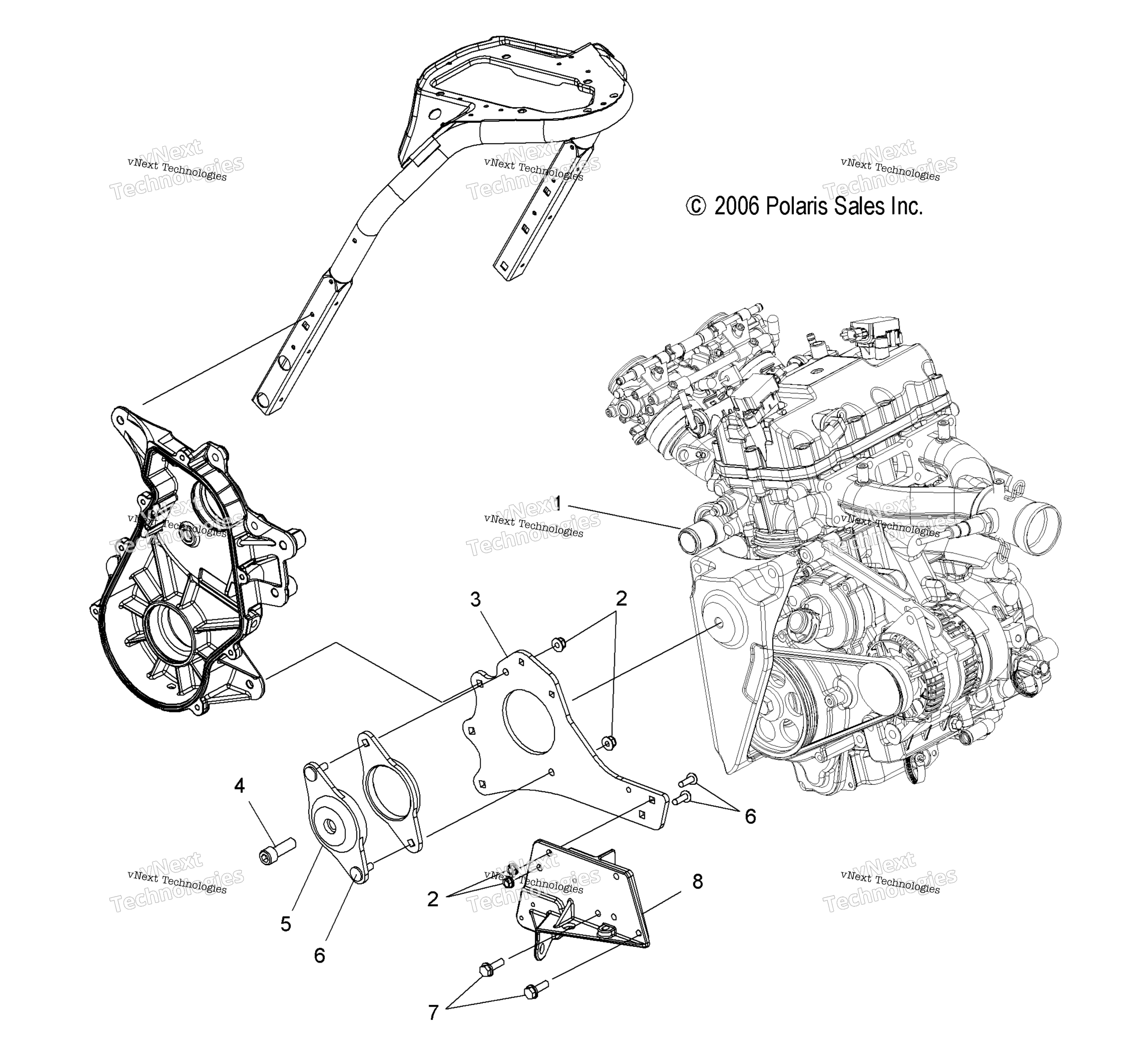 Engine, Mounting, Rh & передний