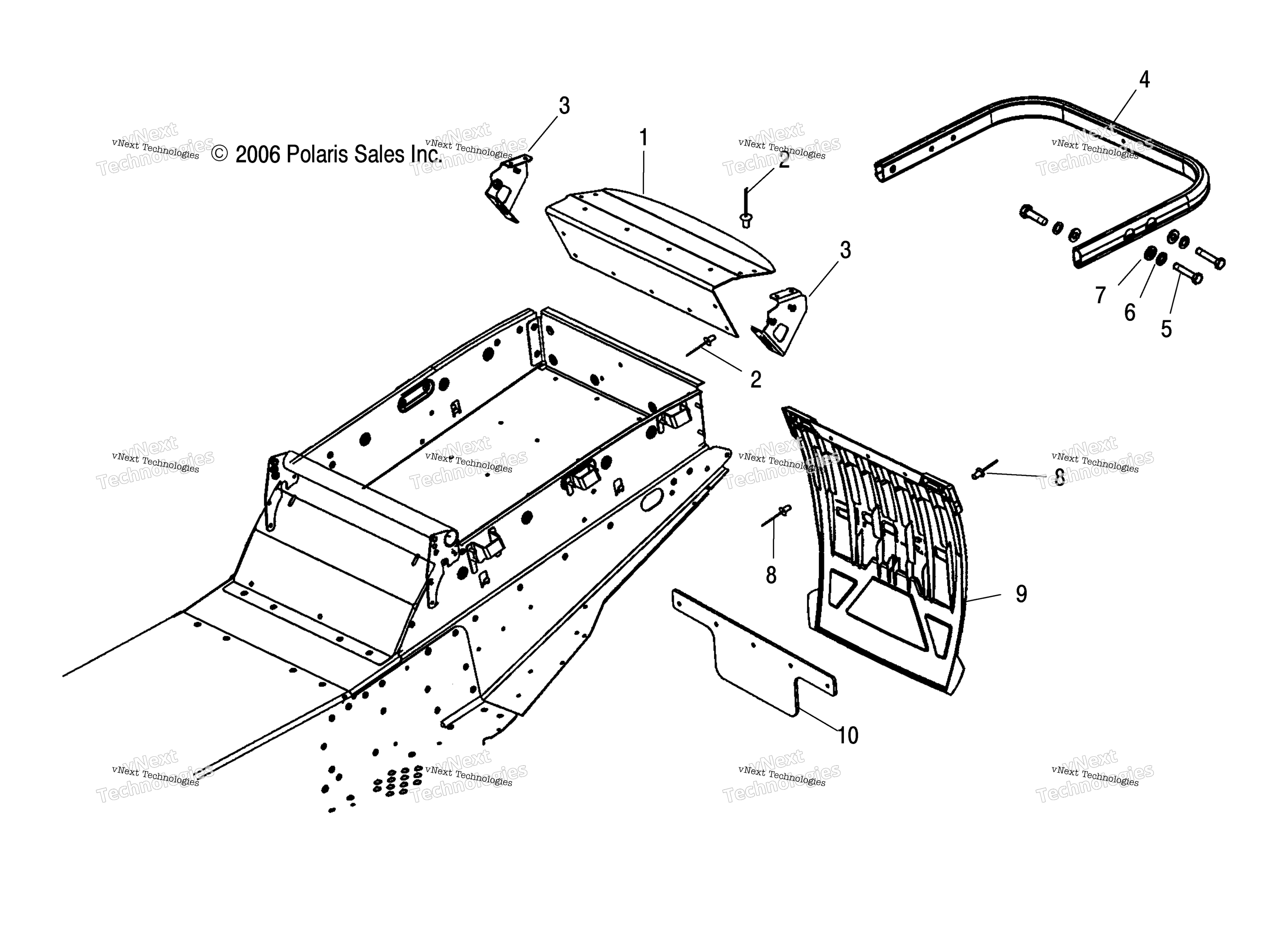 Chassis, задний Bumper, Hitch & Snow Flap