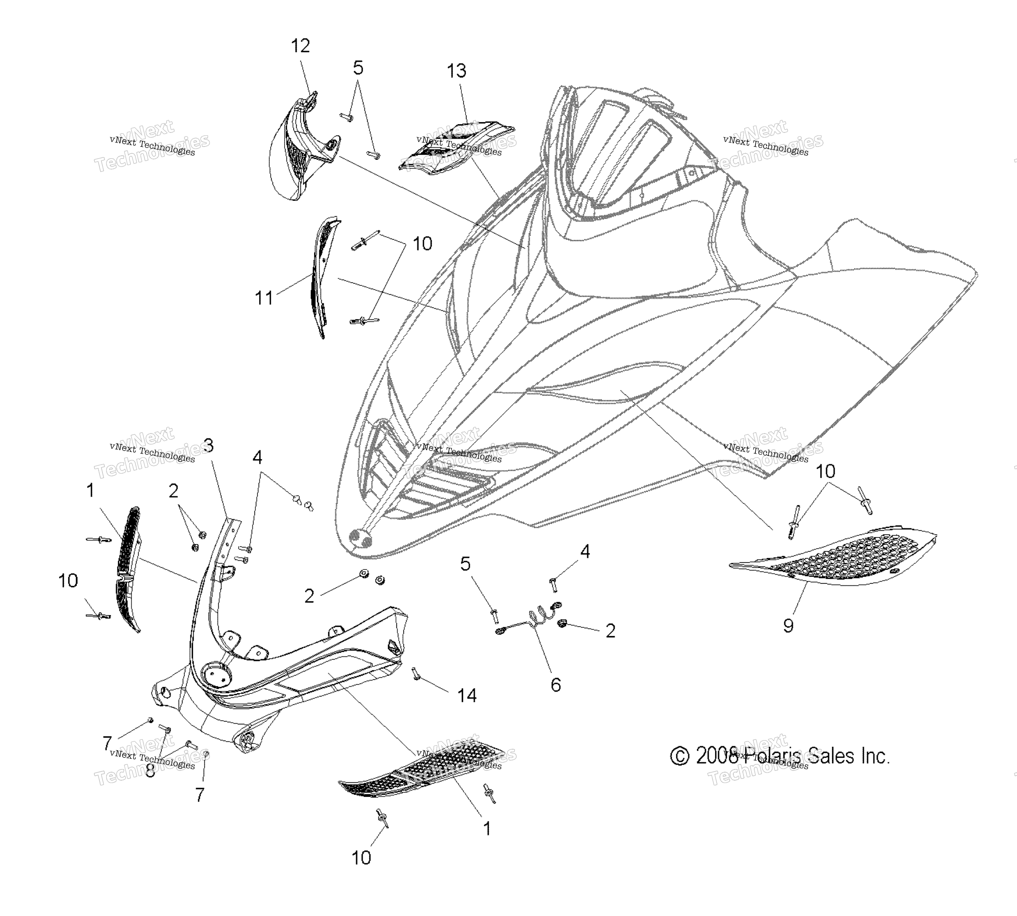 Body, капот Screens & Hinge Asm