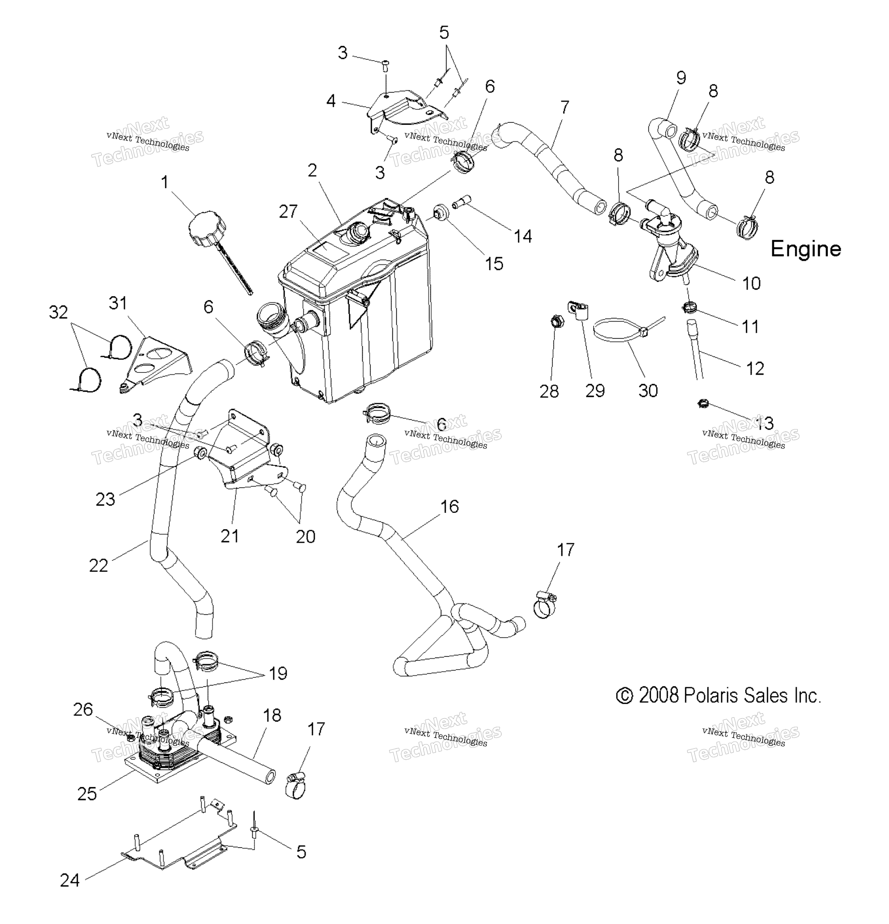 Engine, масляный охлаждение System