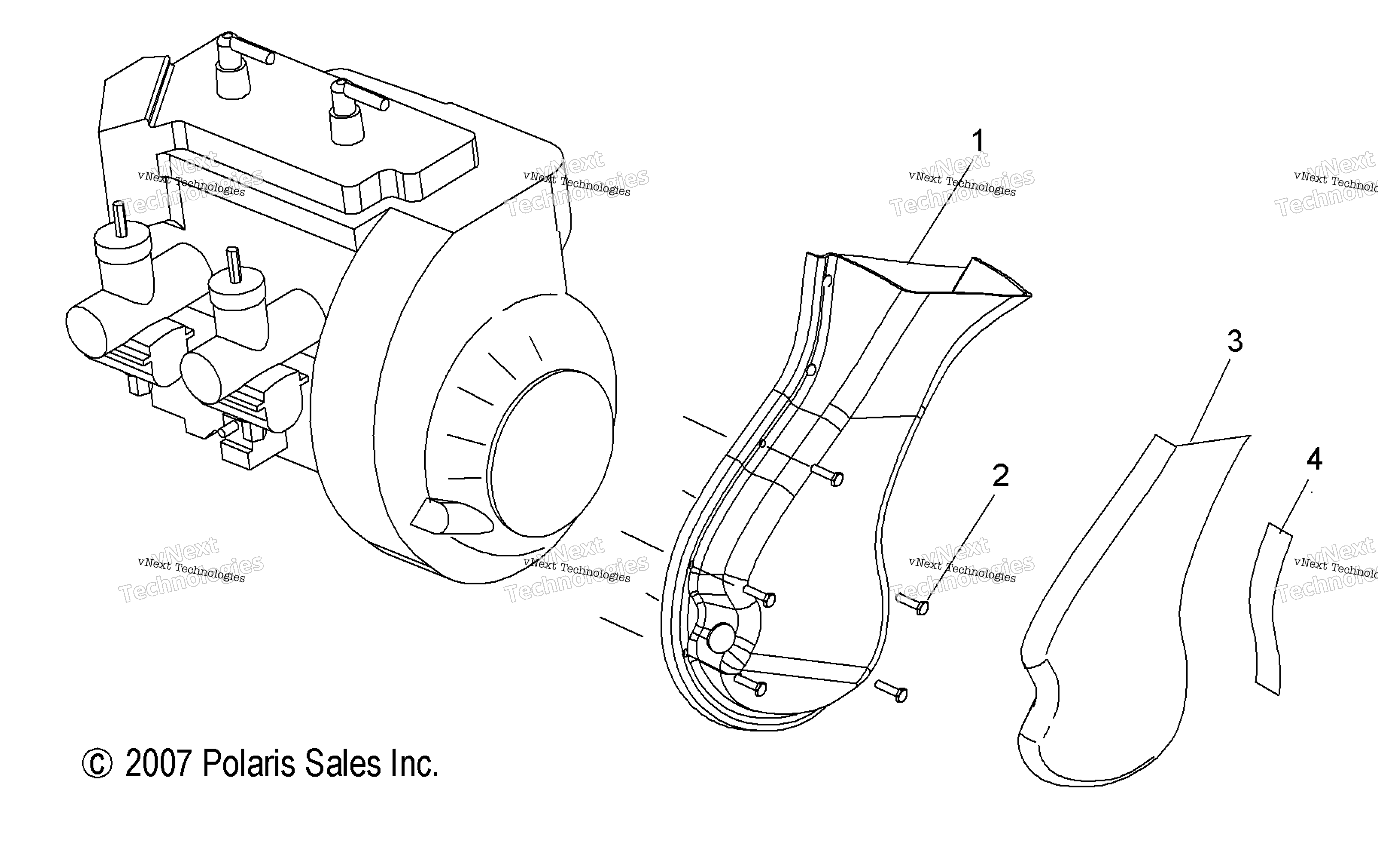 Engine, Blower Housing, Fan воздуховод