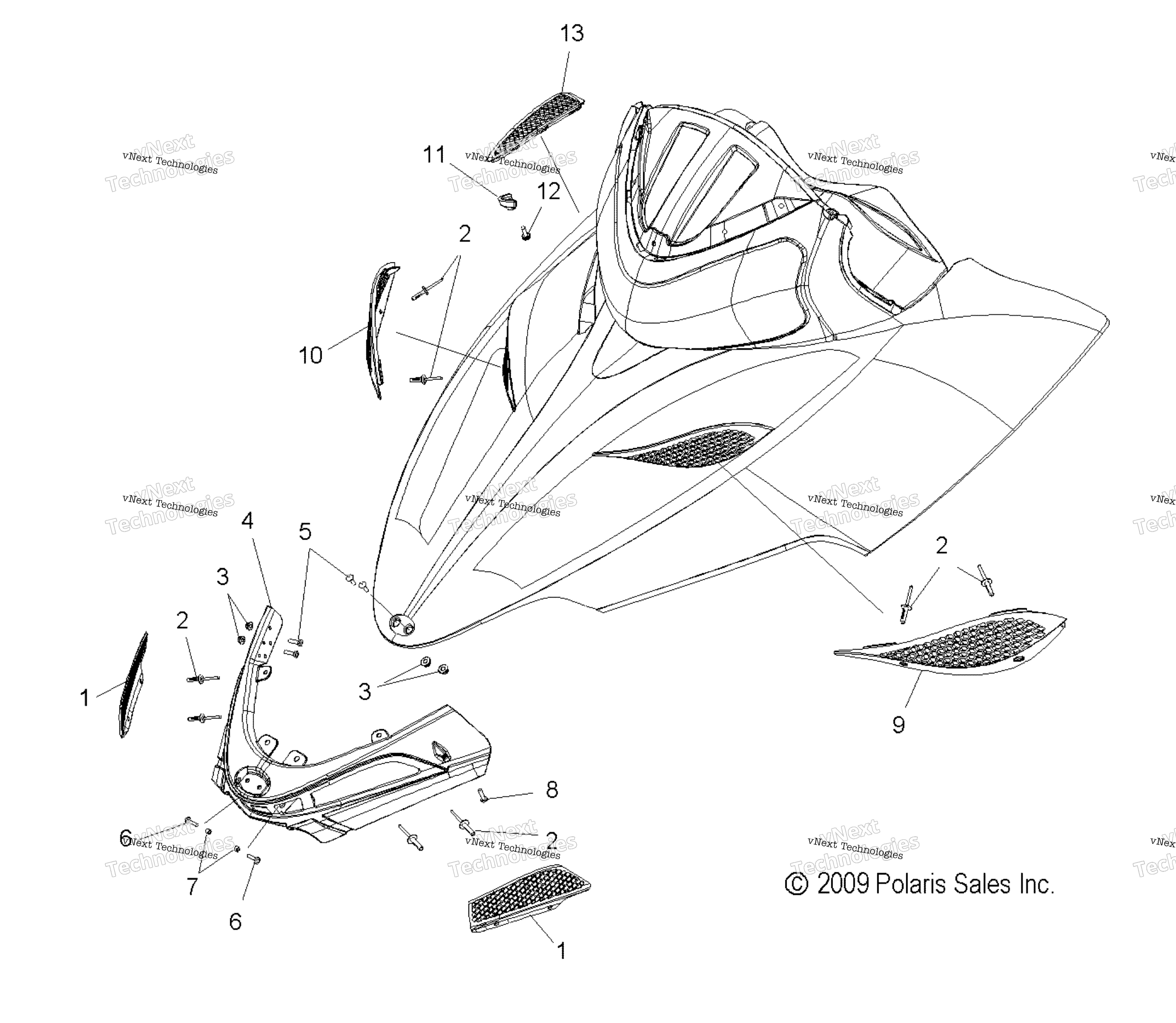 Body, капот Screens & Hinge Asm
