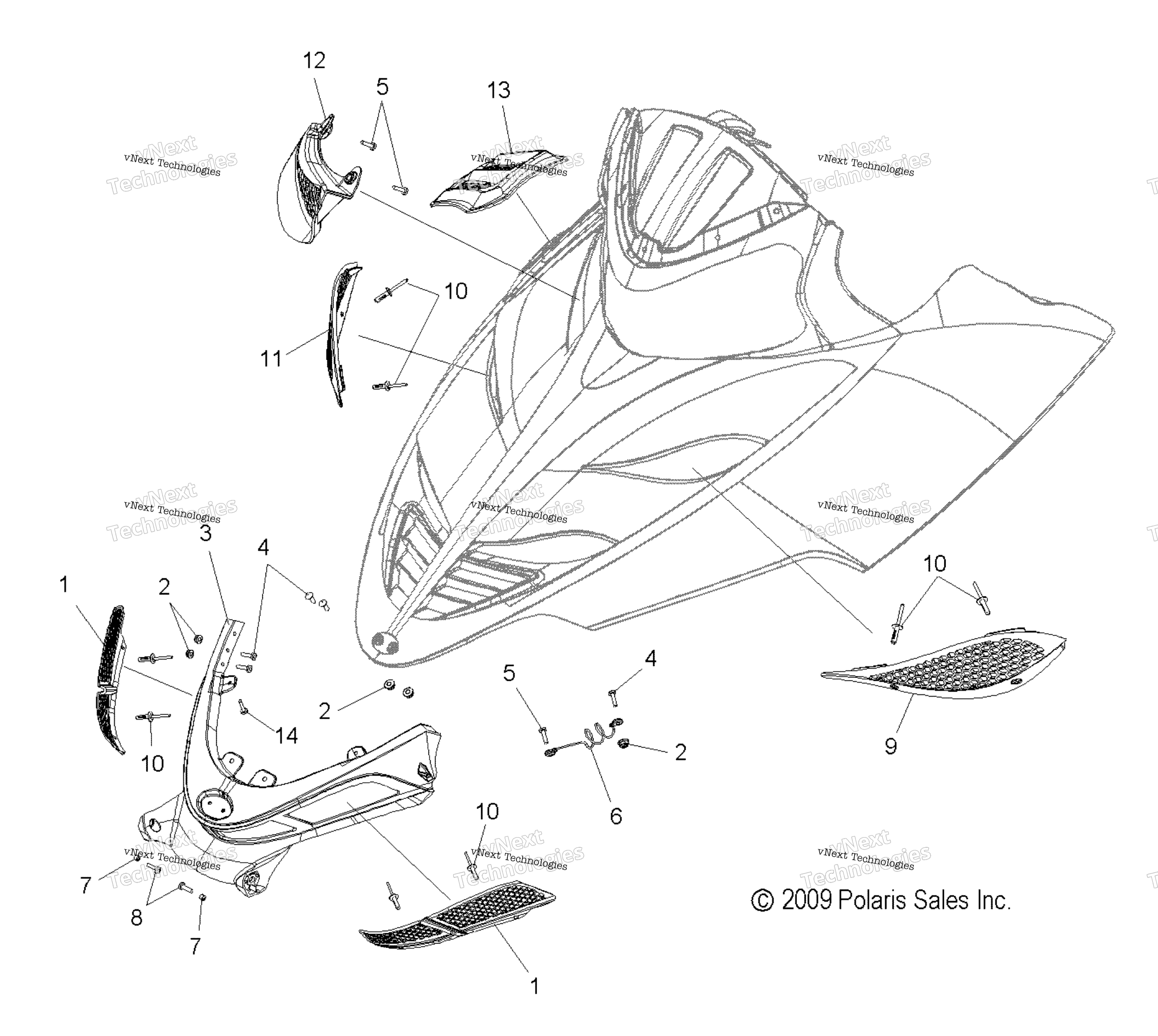 Body, капот Screens & Hinge Asm