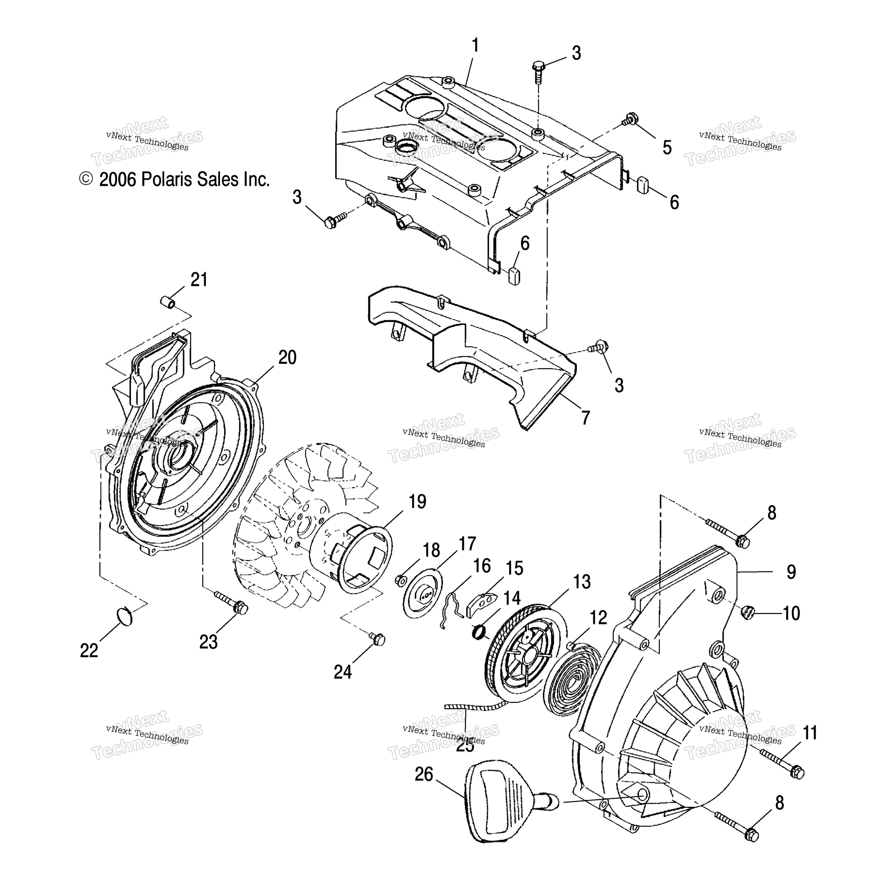 Engine, Blower Housing & Recoil стартер