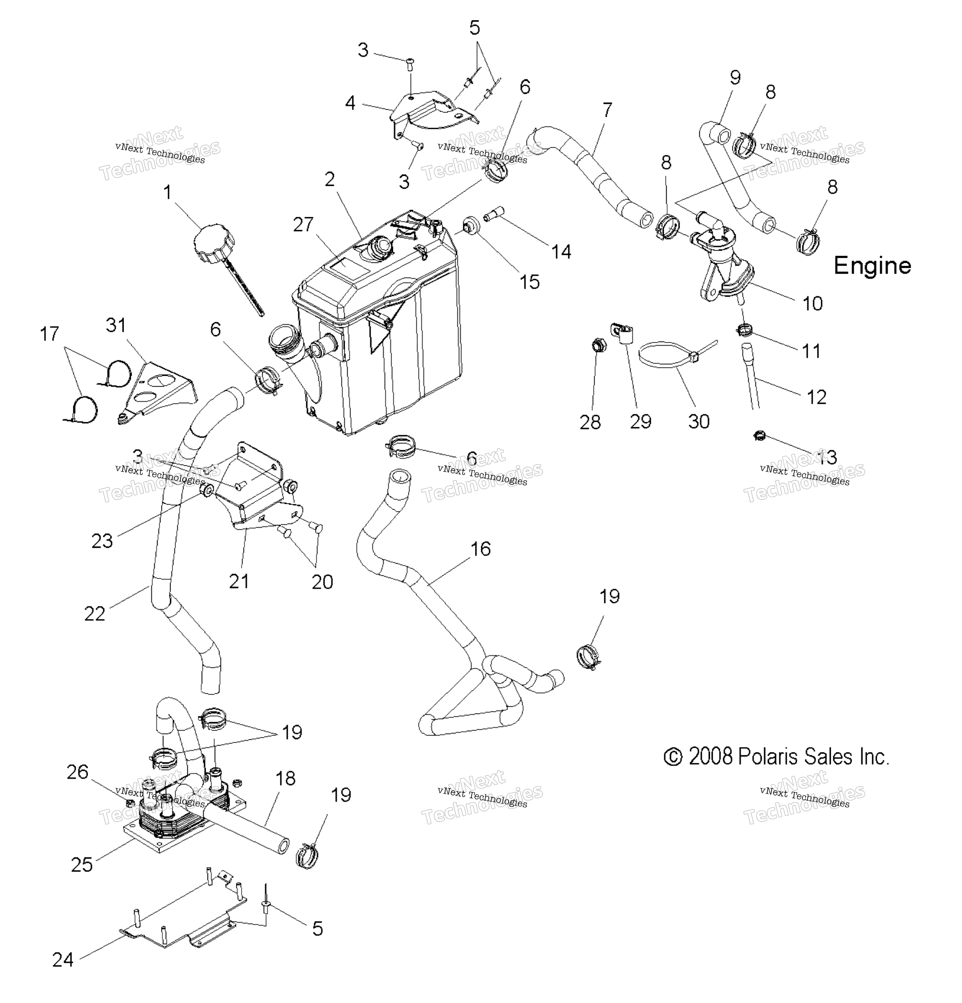 Engine, масляный охлаждение System