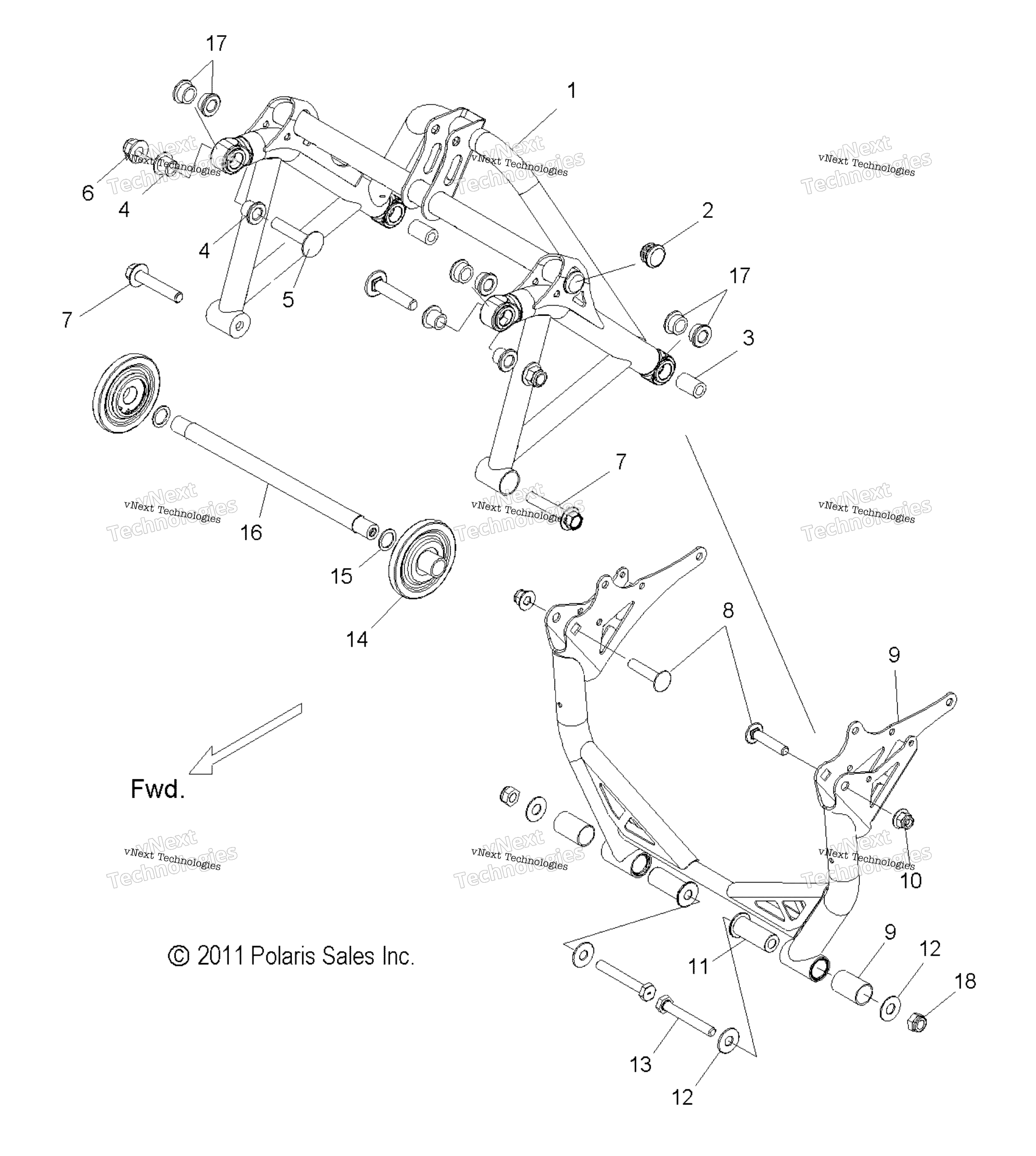 Suspension, Crank Asm., задний All Options