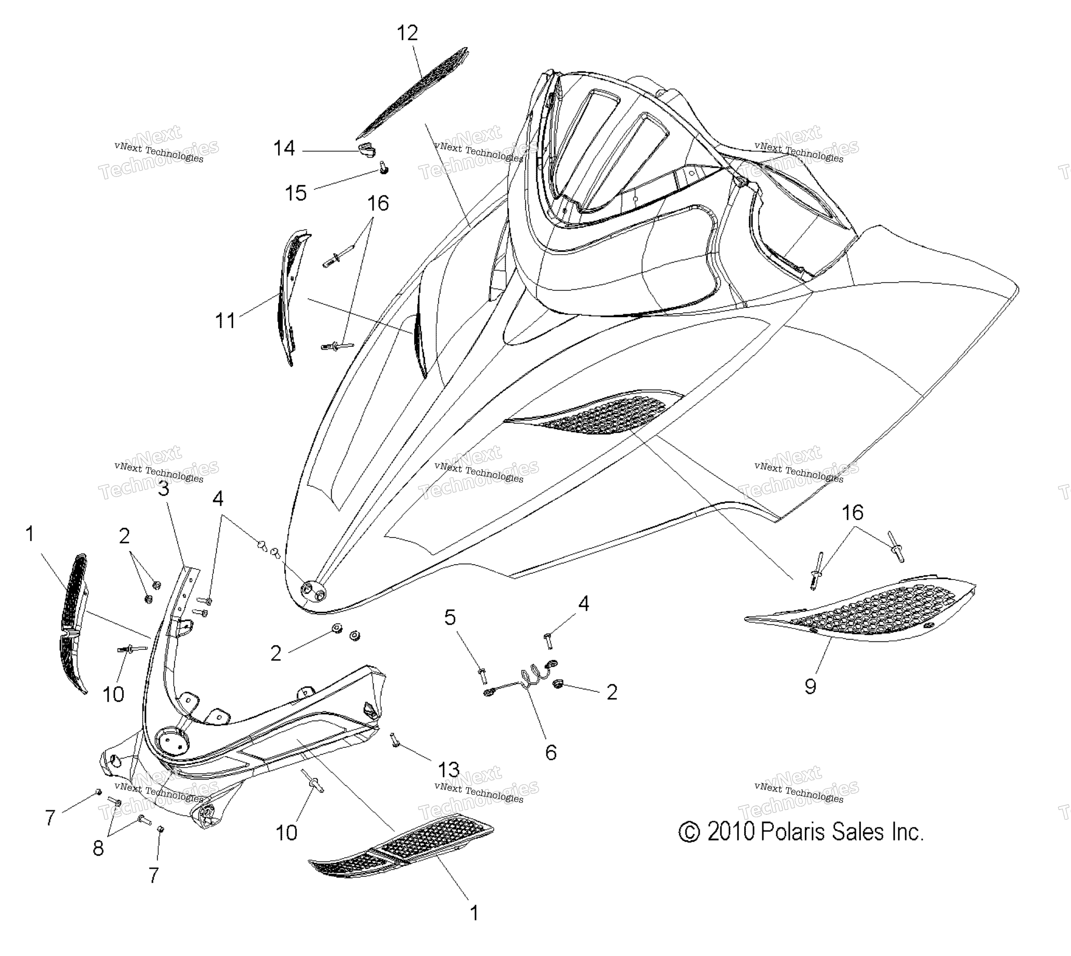 Body, капот Screens & Hinge Asm