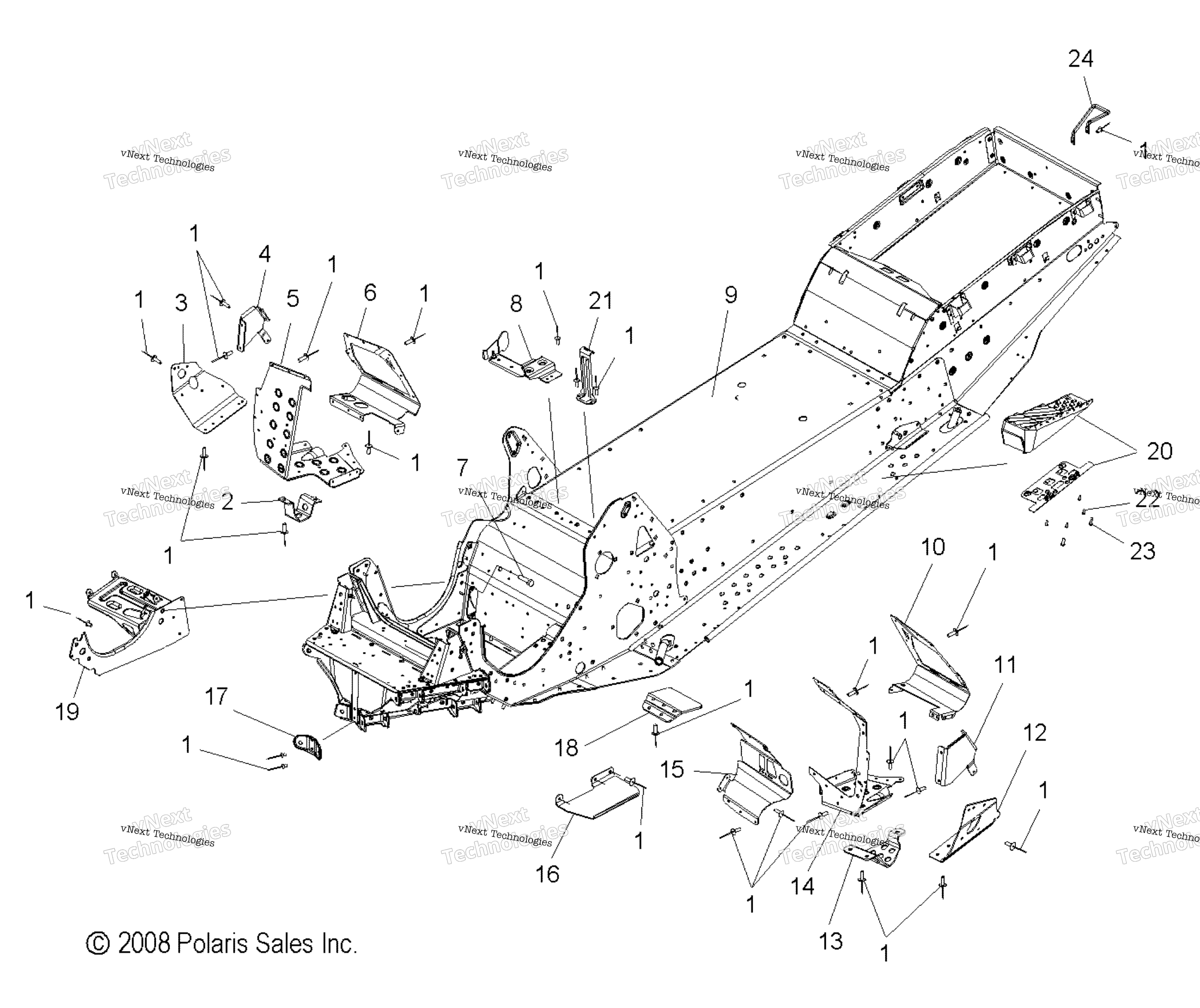 Chassis, Footrest, Driver & пассажирское