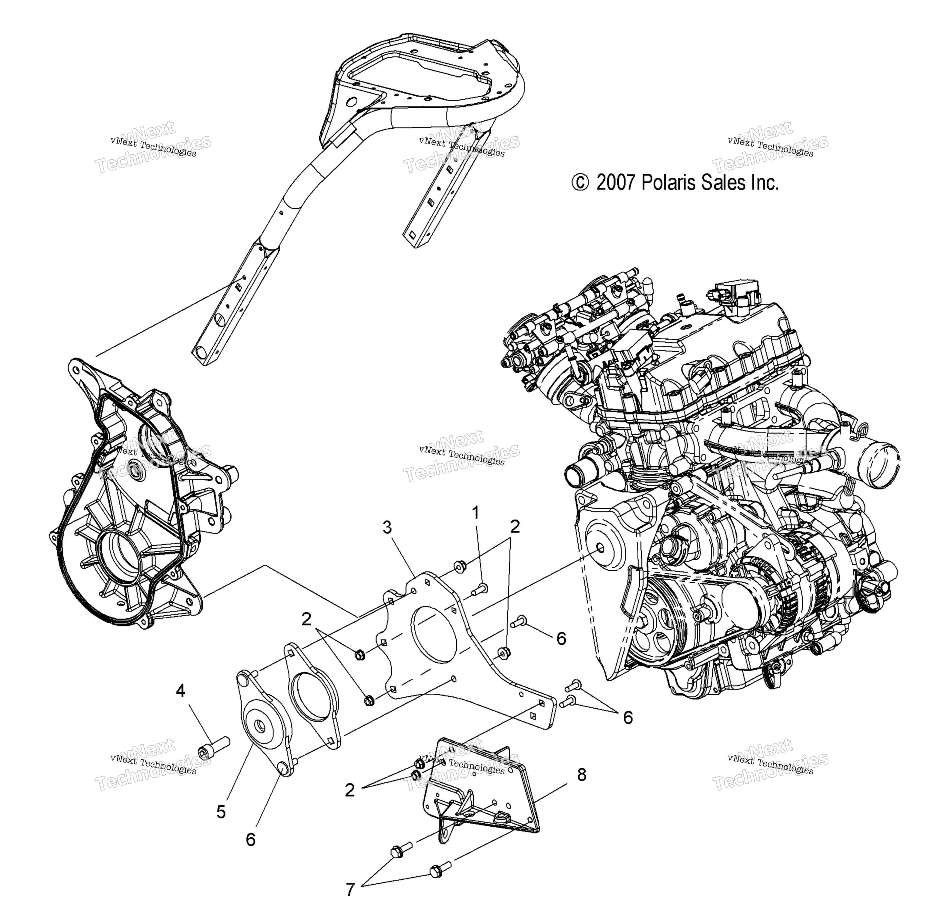 Engine, Mounting, Rh & передний