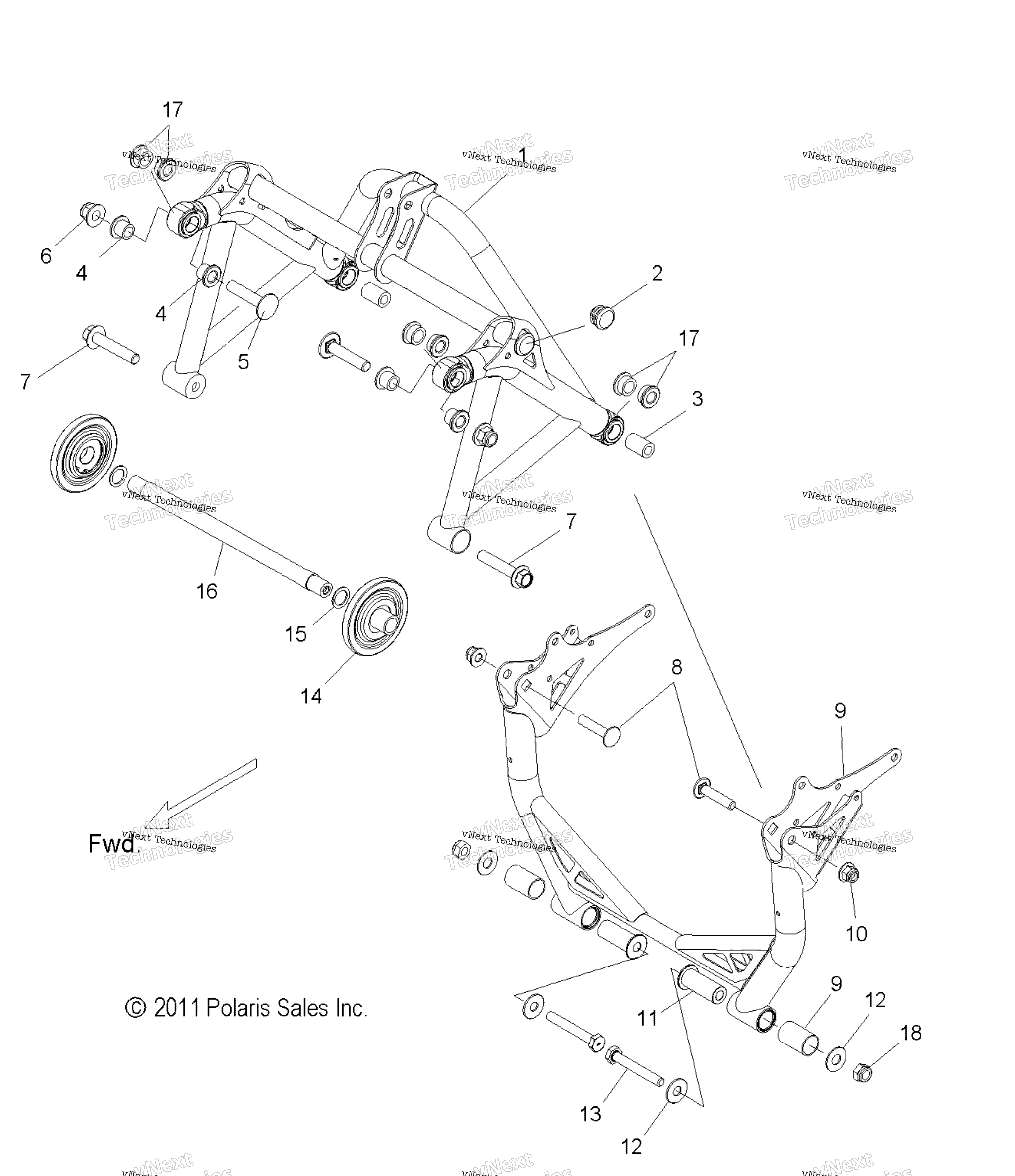 Suspension, Crank Asm., задний