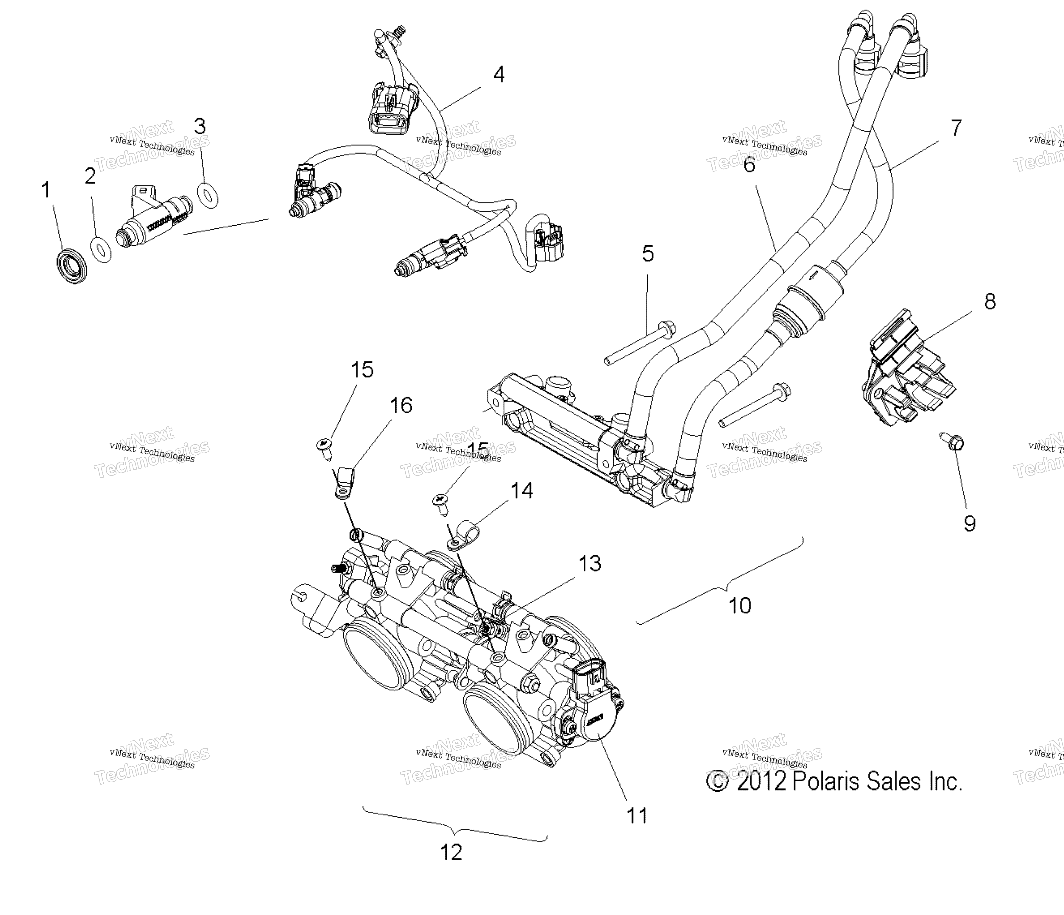 топливный System, Rail, Lines & Throttle кузов