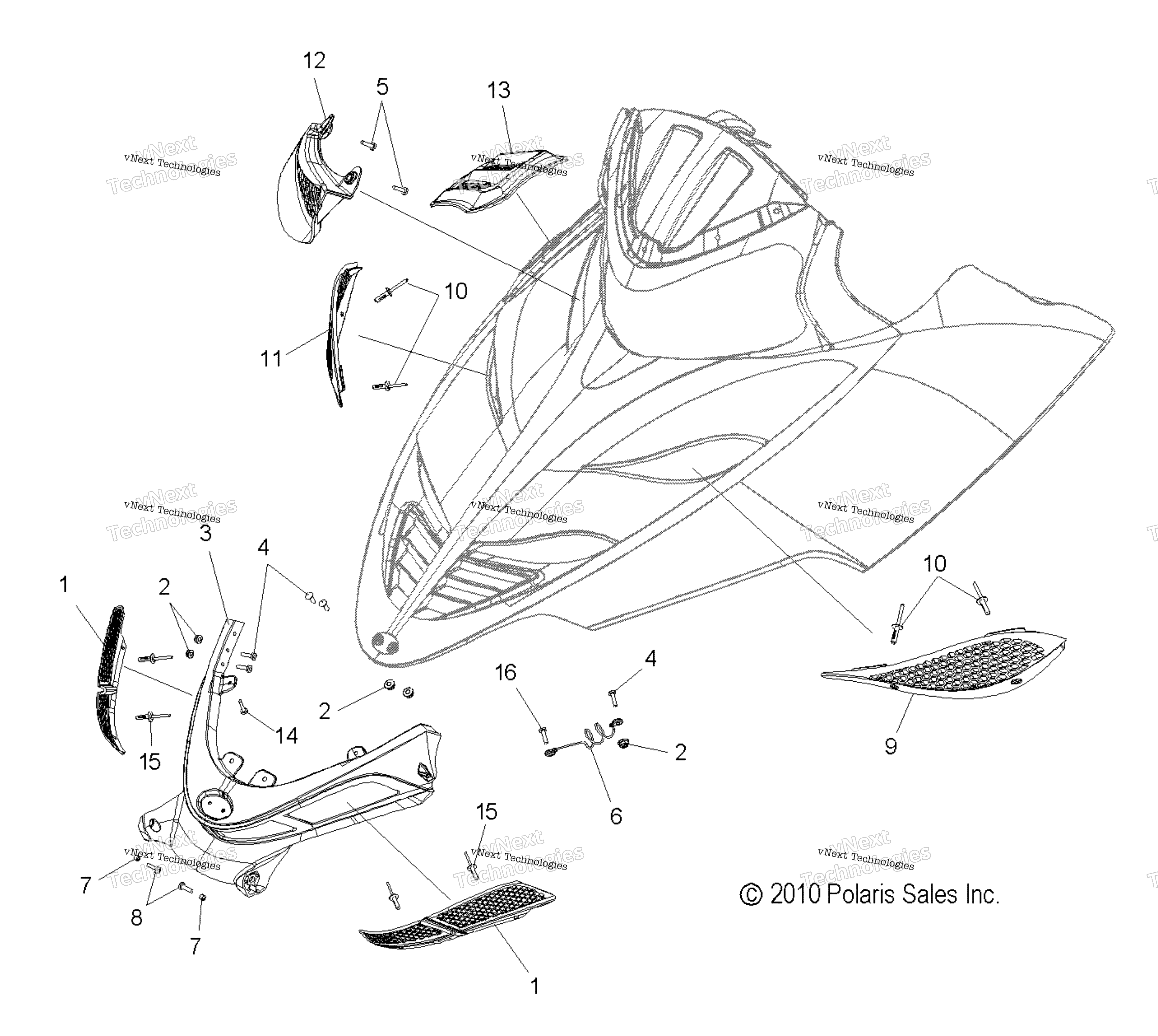 Body, капот Screens & Hinge Asm