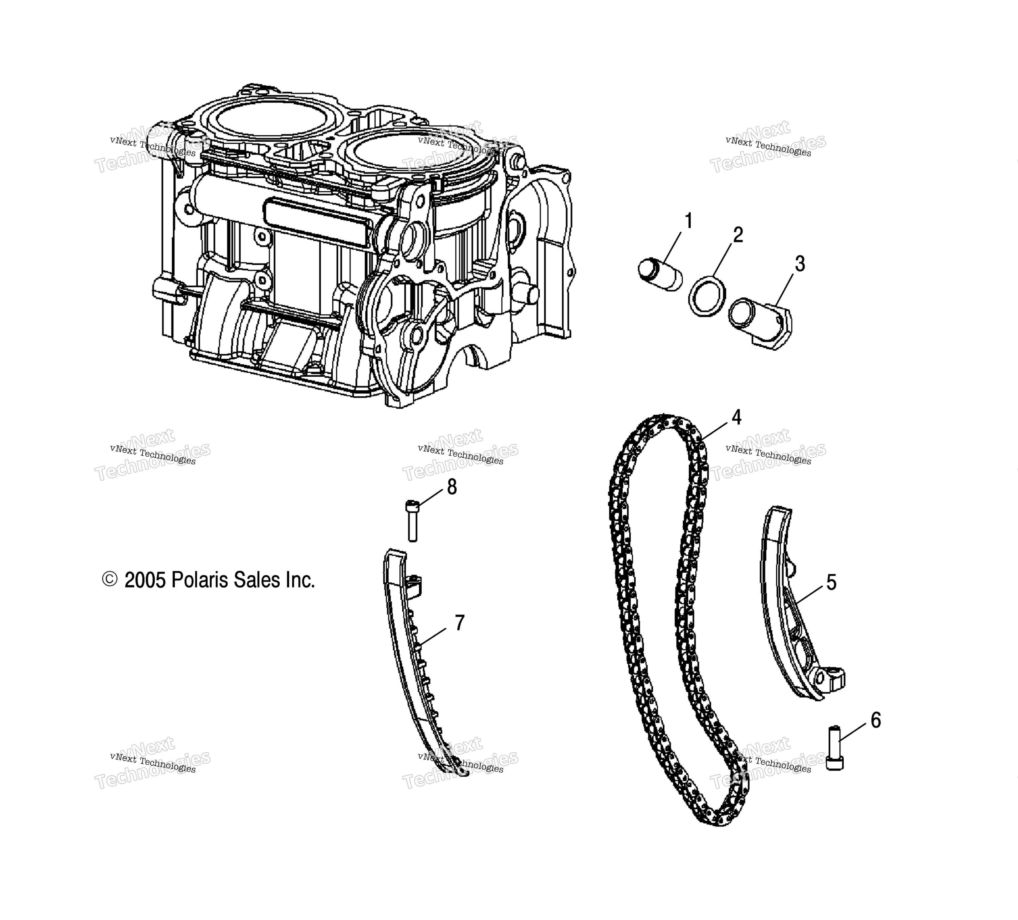 Engine, кулачок цепь & Tensioners