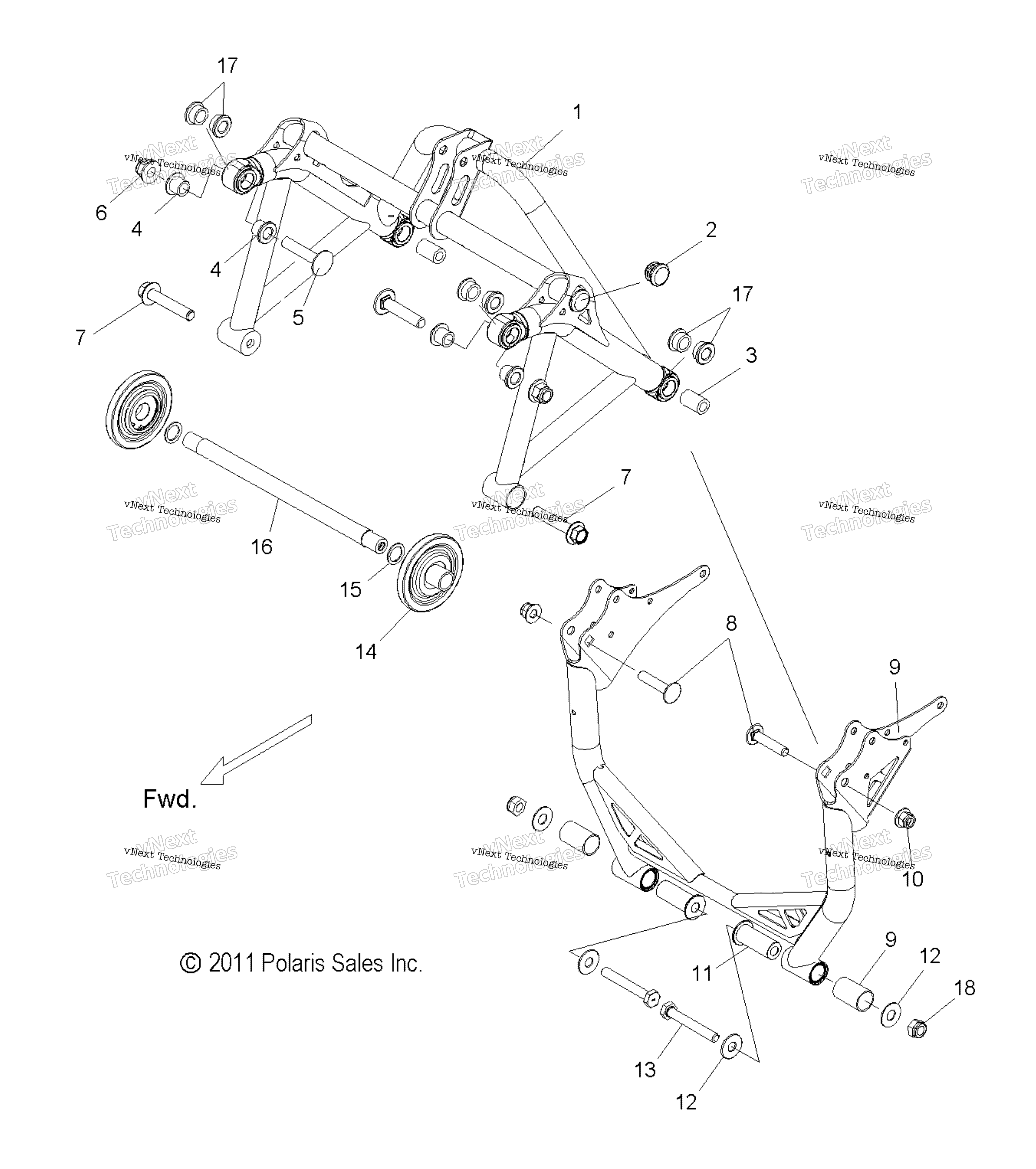 Suspension, Crank Asm., задний