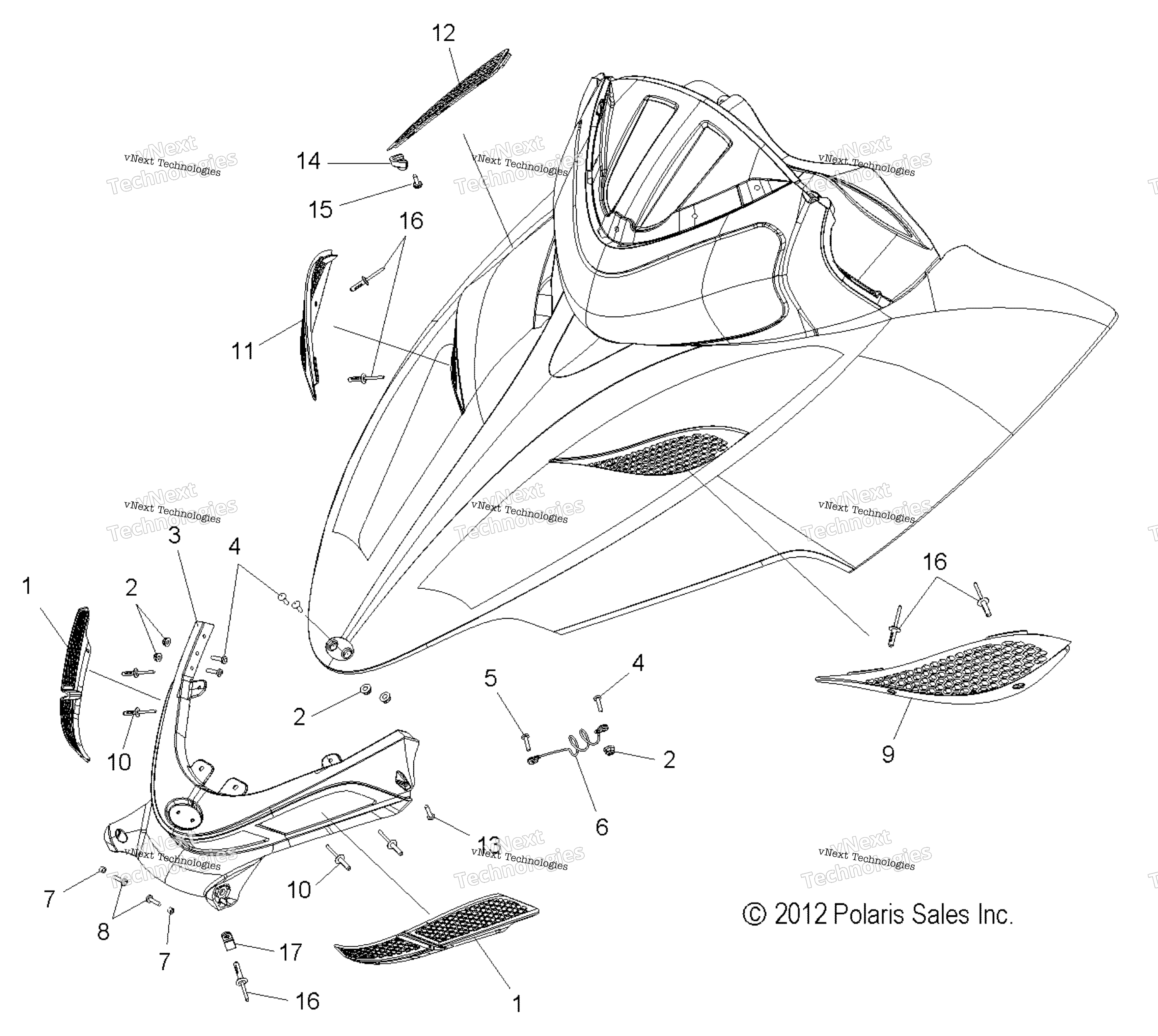 Body, капот Screens & Hinge Asm