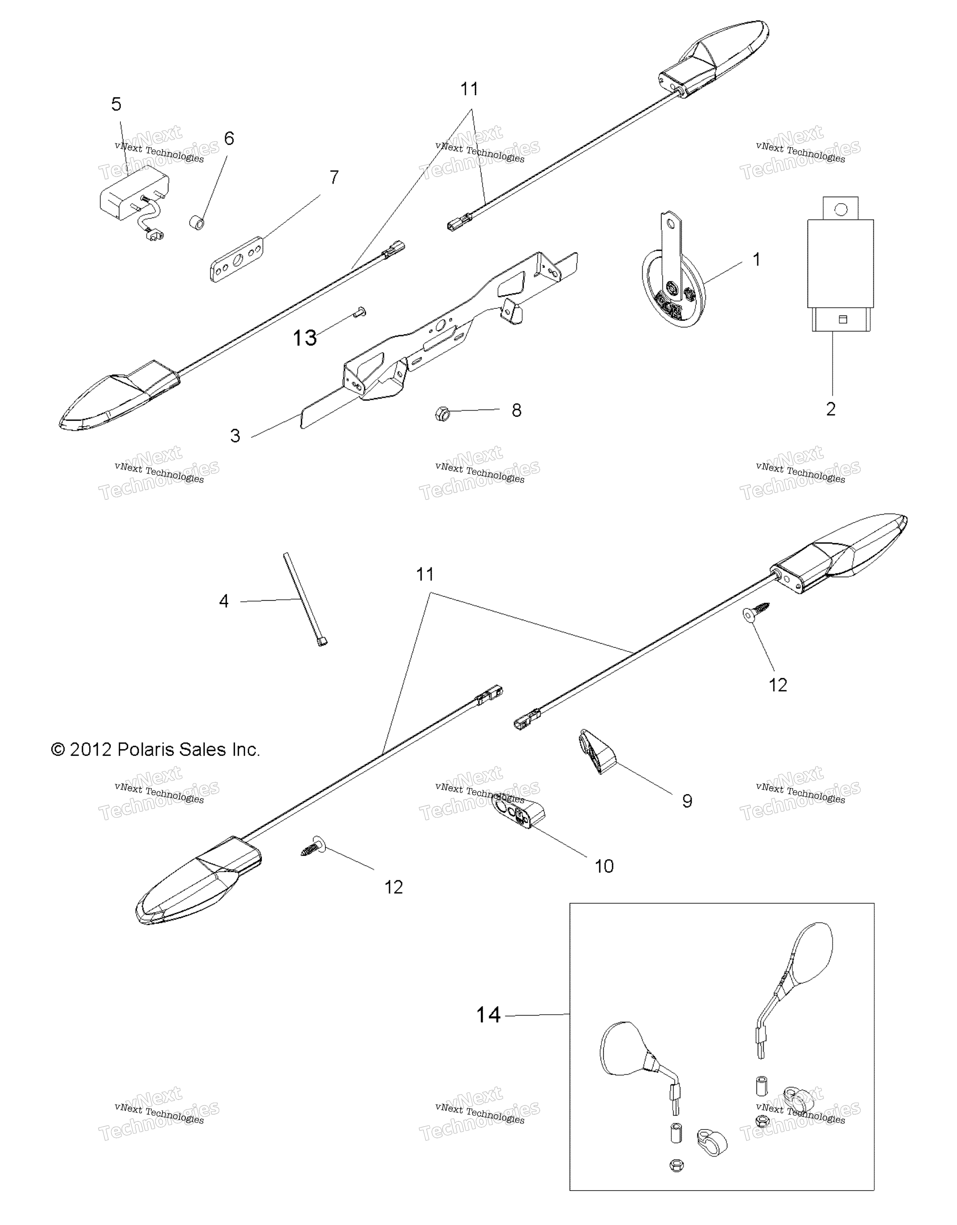 Electrical, Turn Signals, Lp Bracket, зеркала & Horn