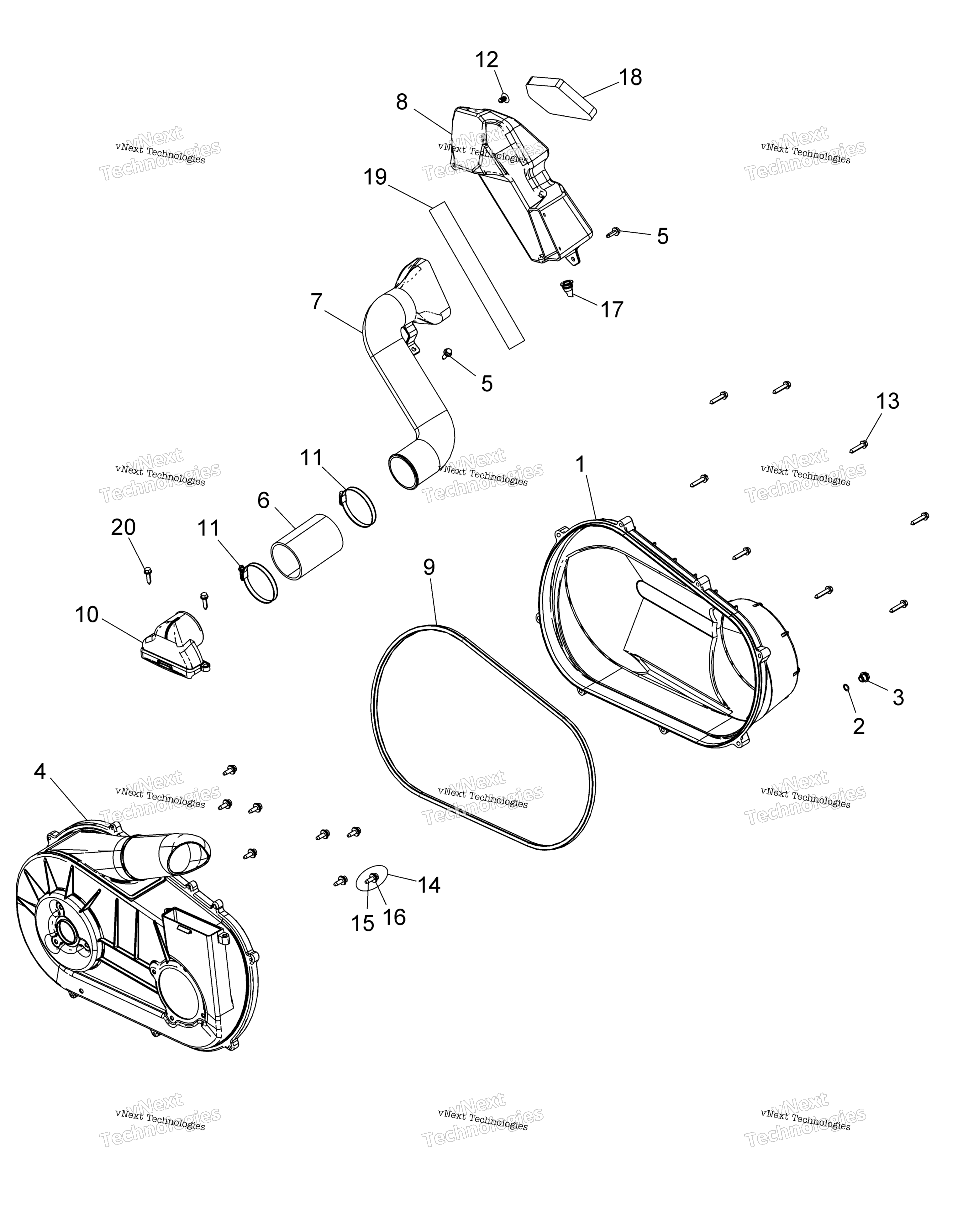 Трансмиссия, крышка сцепления And Ducting