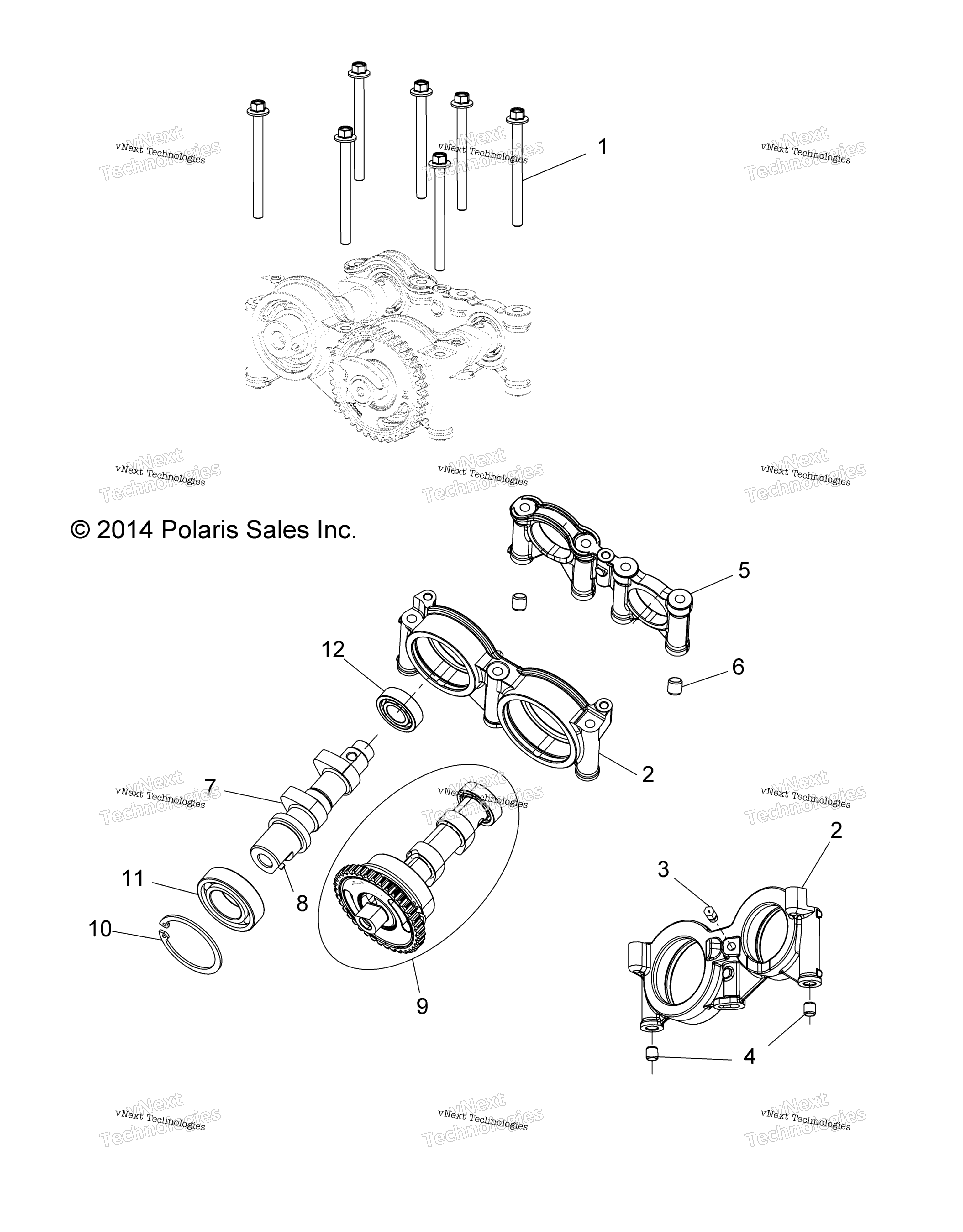 Engine, Cams и Bearing Housing