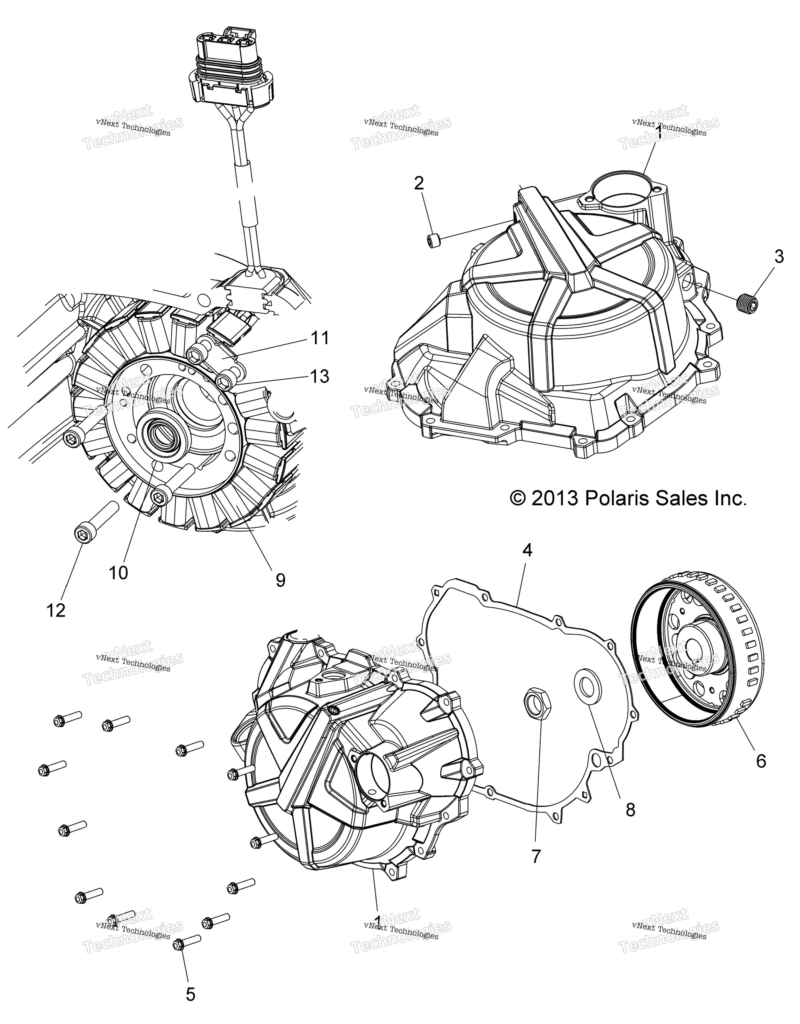 Engine, статор крышка и маховик