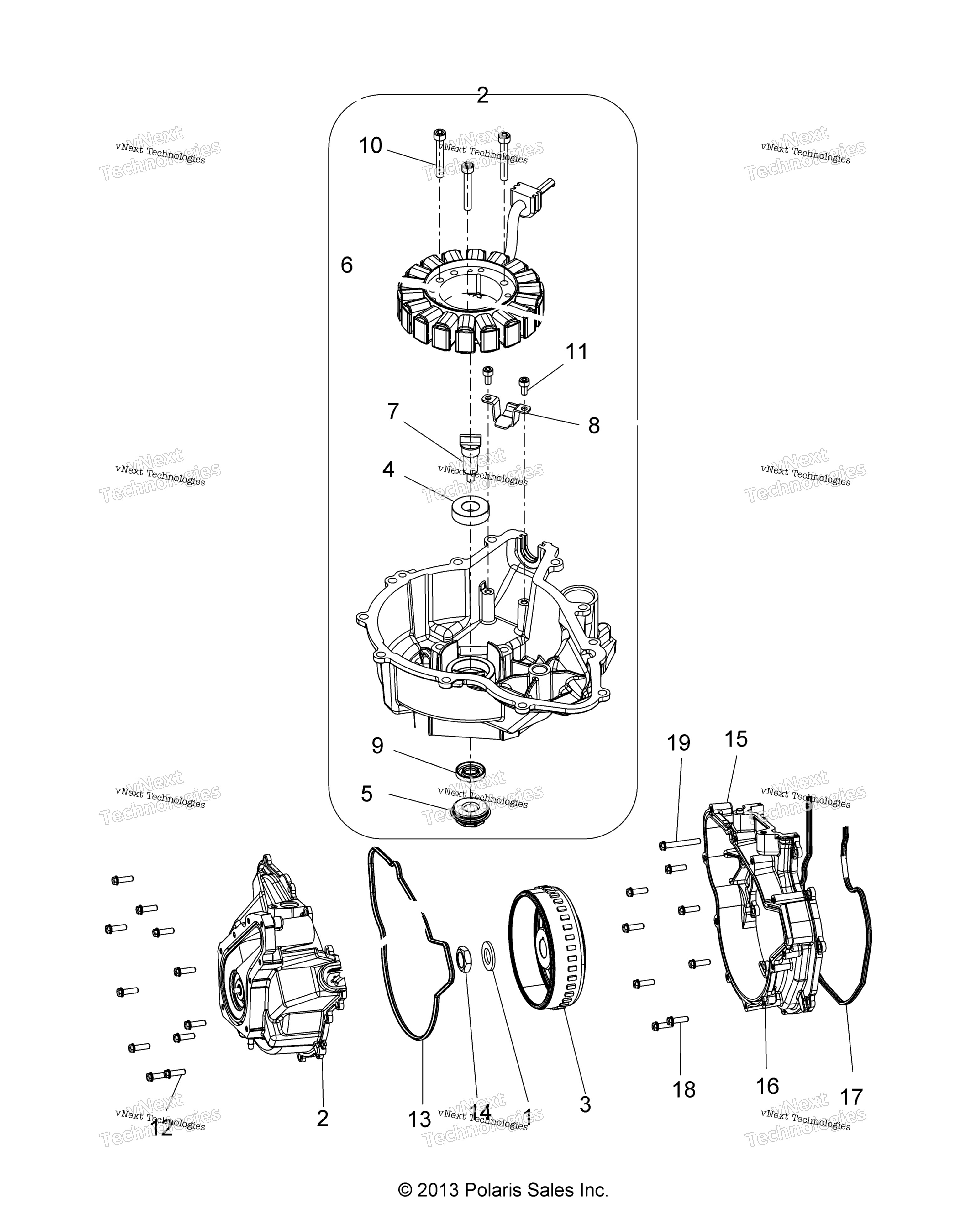 Engine, статор крышка & маховик