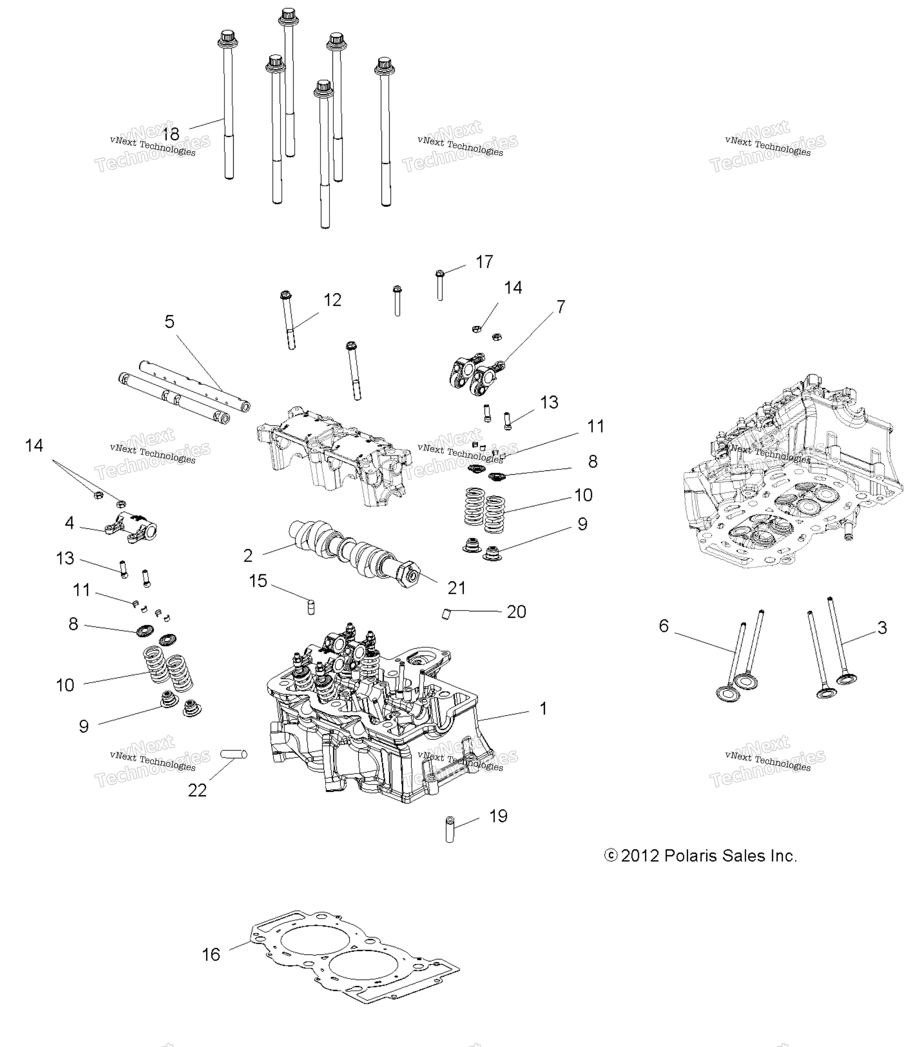 Двигатель, цилиндр Head, Cam & Valves