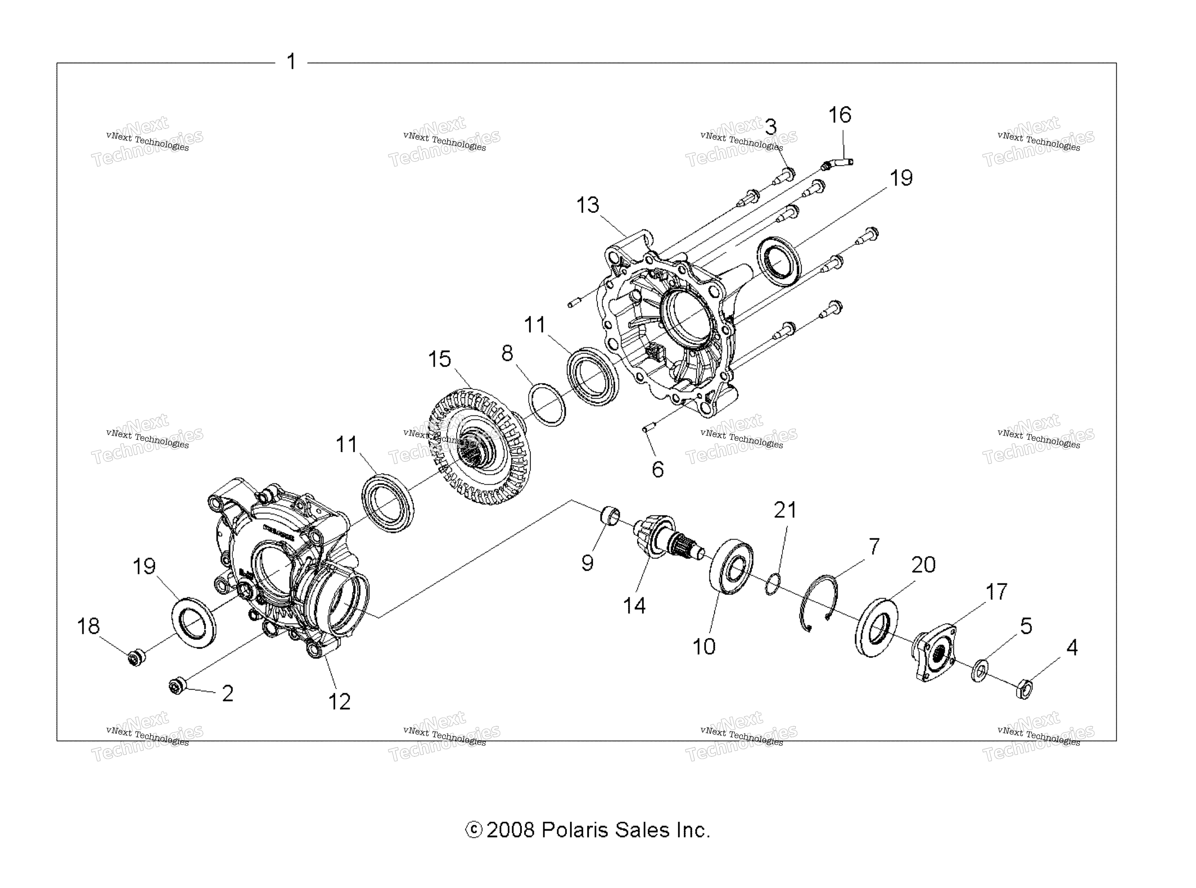 Привод Train, Rear Gearcase Internals (49Atvtransintl09spxp550)