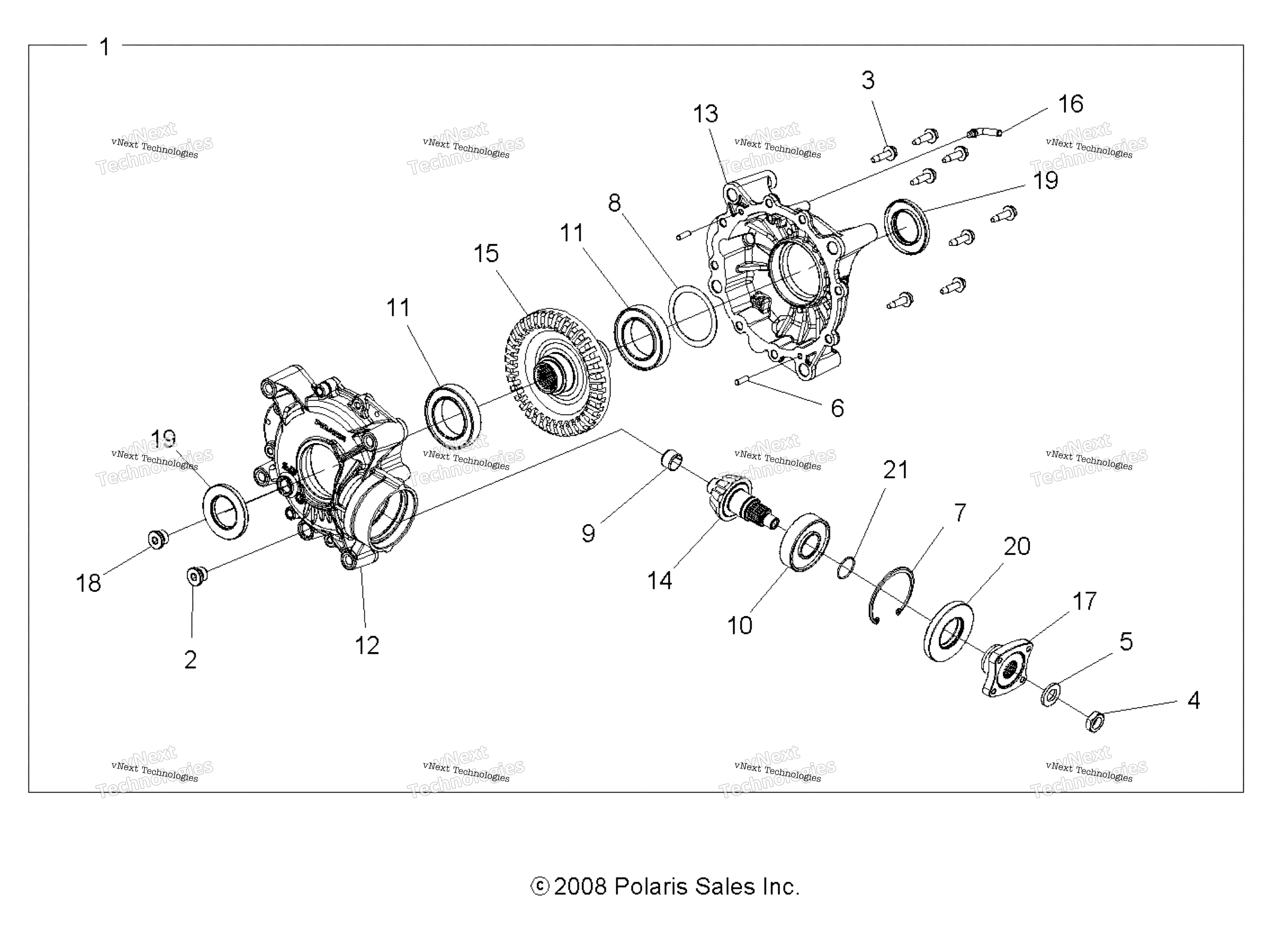 Привод Train, Rear Gearcase Internals (49Atvtransintl1332752)