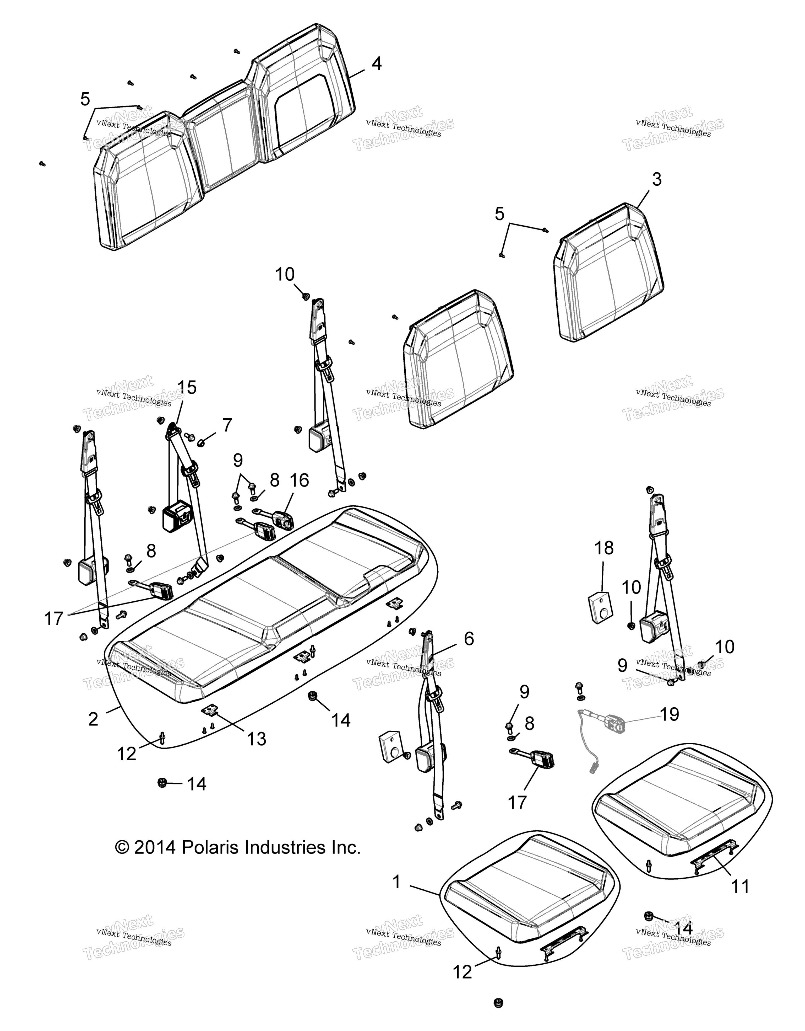 Body, Seat, задний Bench All Options (49Rgrseat15crew)