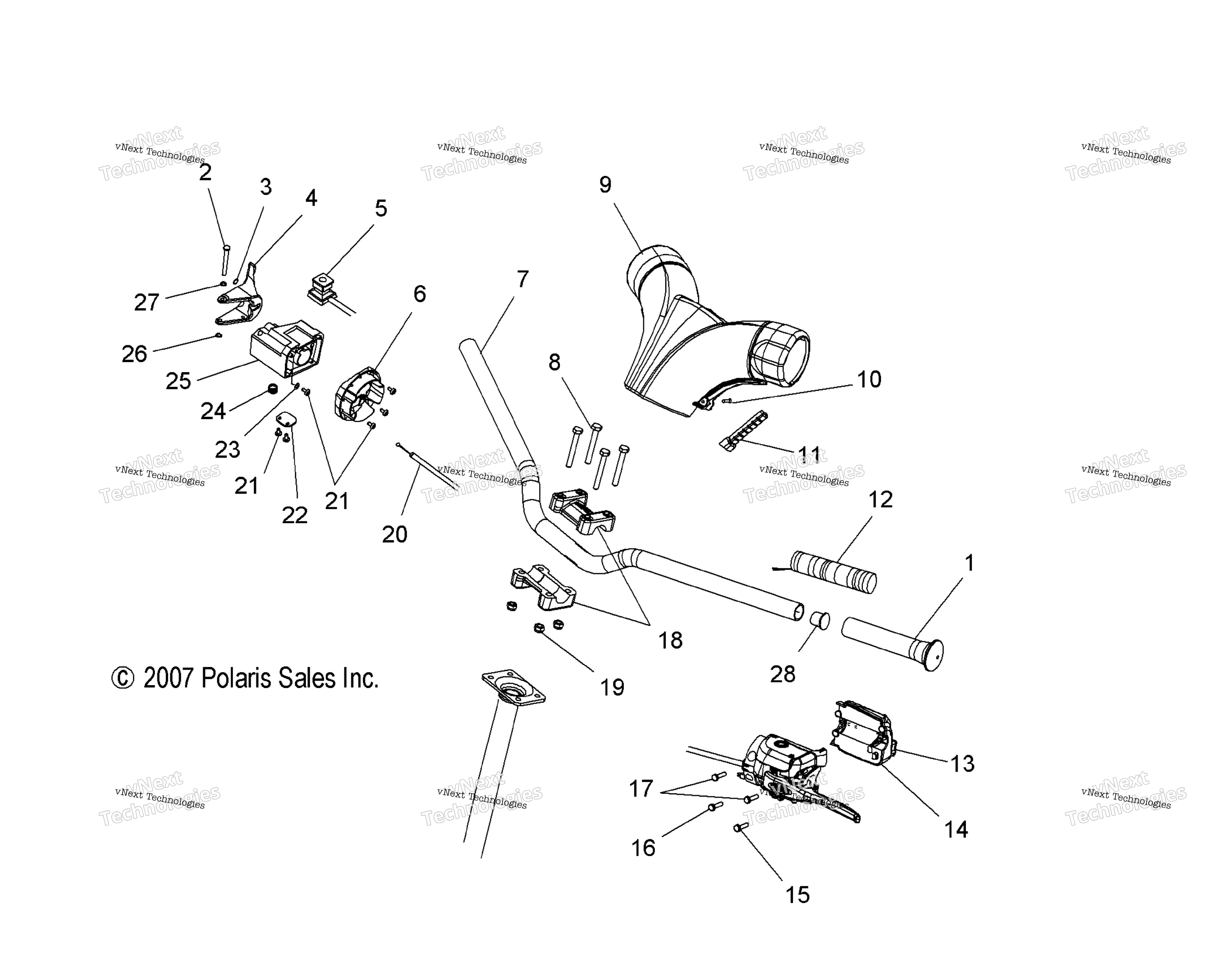 Steering, руль & Throttle Asm. S08pd6hs (49Snowhandlebar08iqcfi)