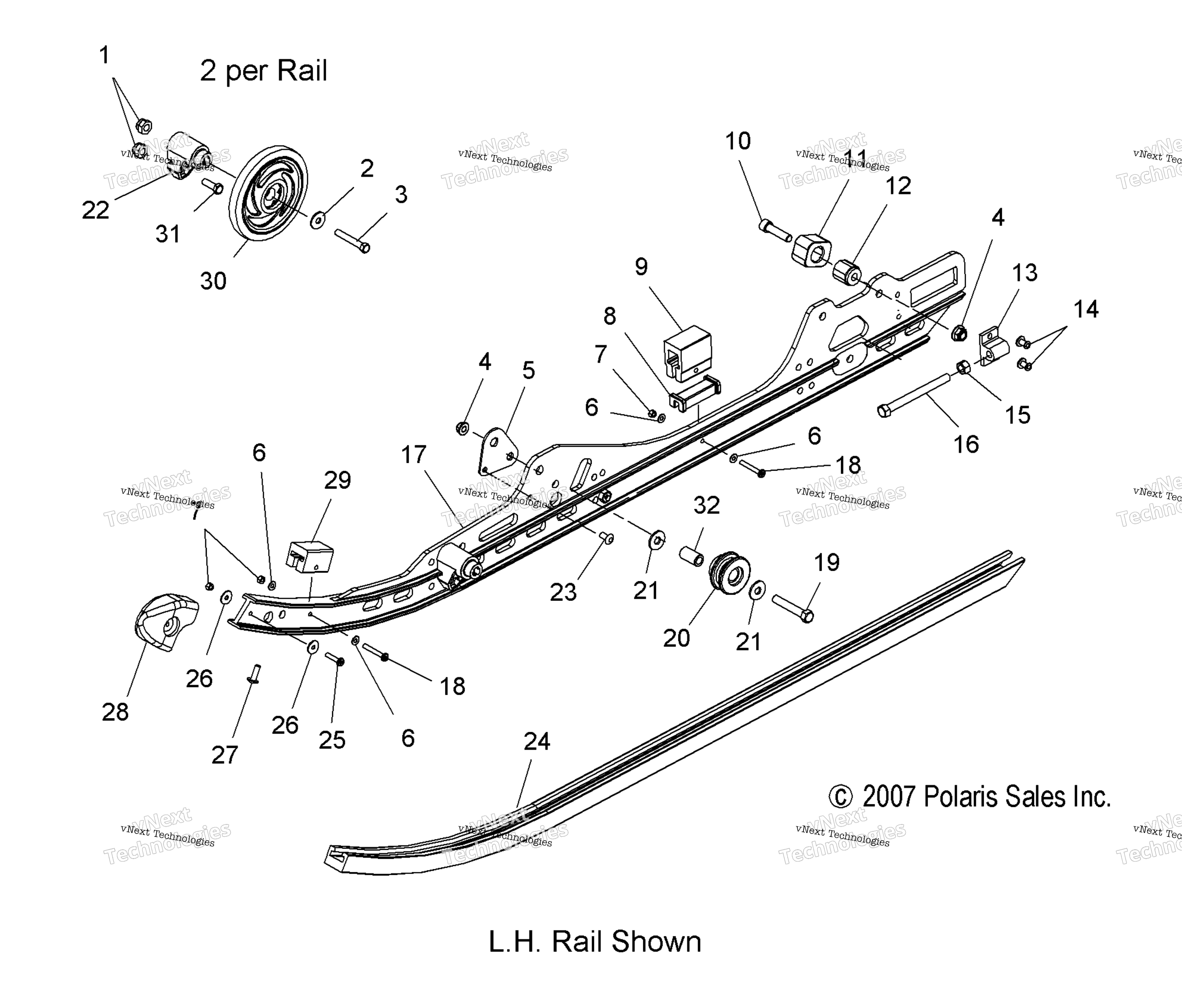 Suspension, Rail Asm. ( Dragon) S08pb6 / Pb7 / Pp6 / Pp7 All Options (49Snowsusprail08cfi)