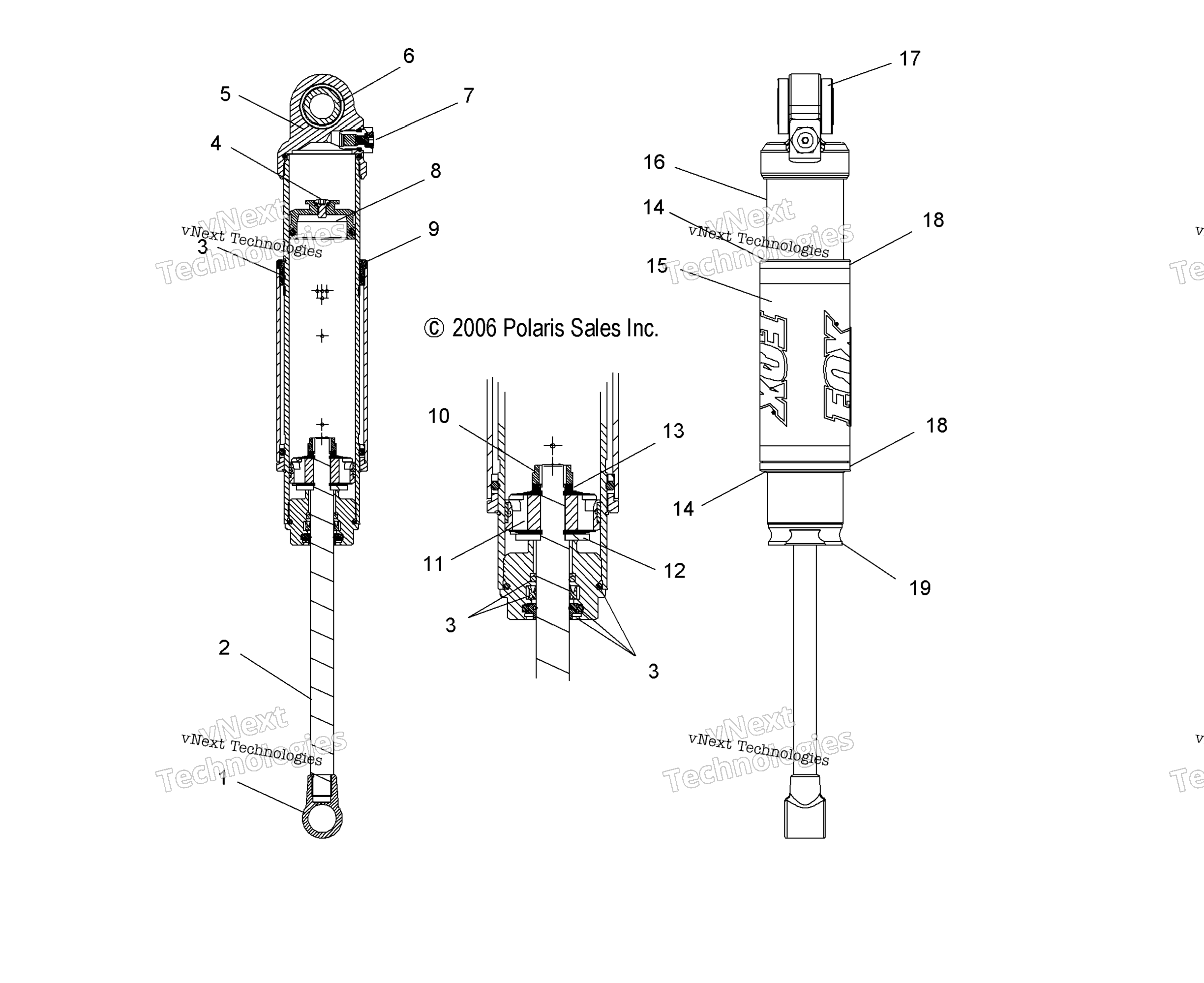Suspension, Shock, задний Track (49Snowshockrear7043177)