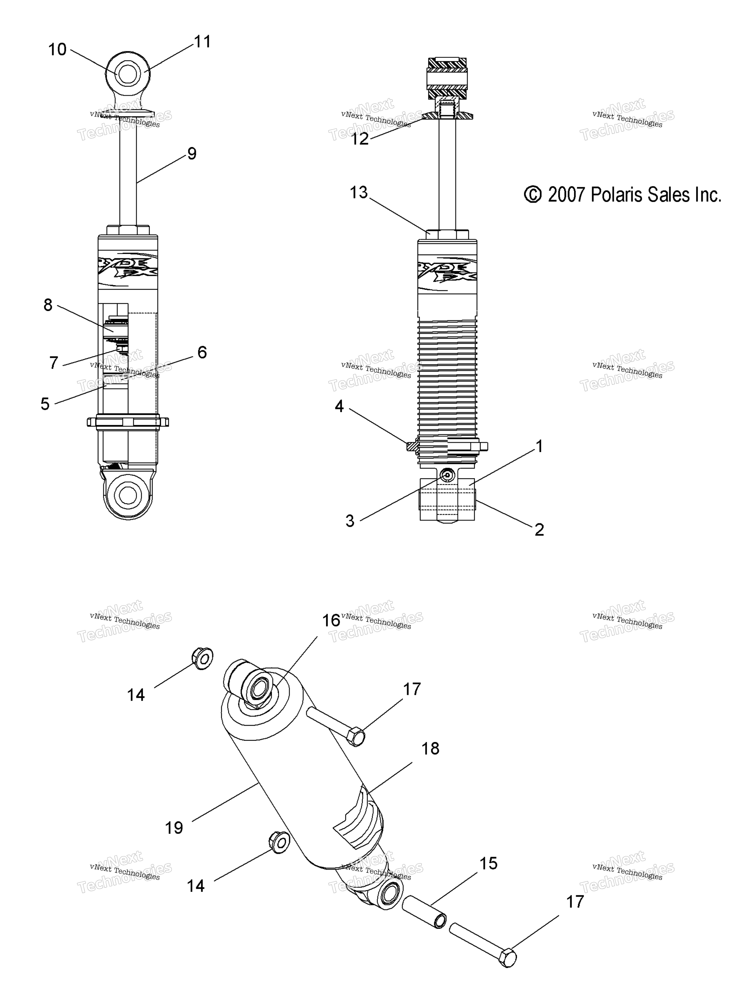 Suspension, Shock, передний Track (49Snowshockfront)