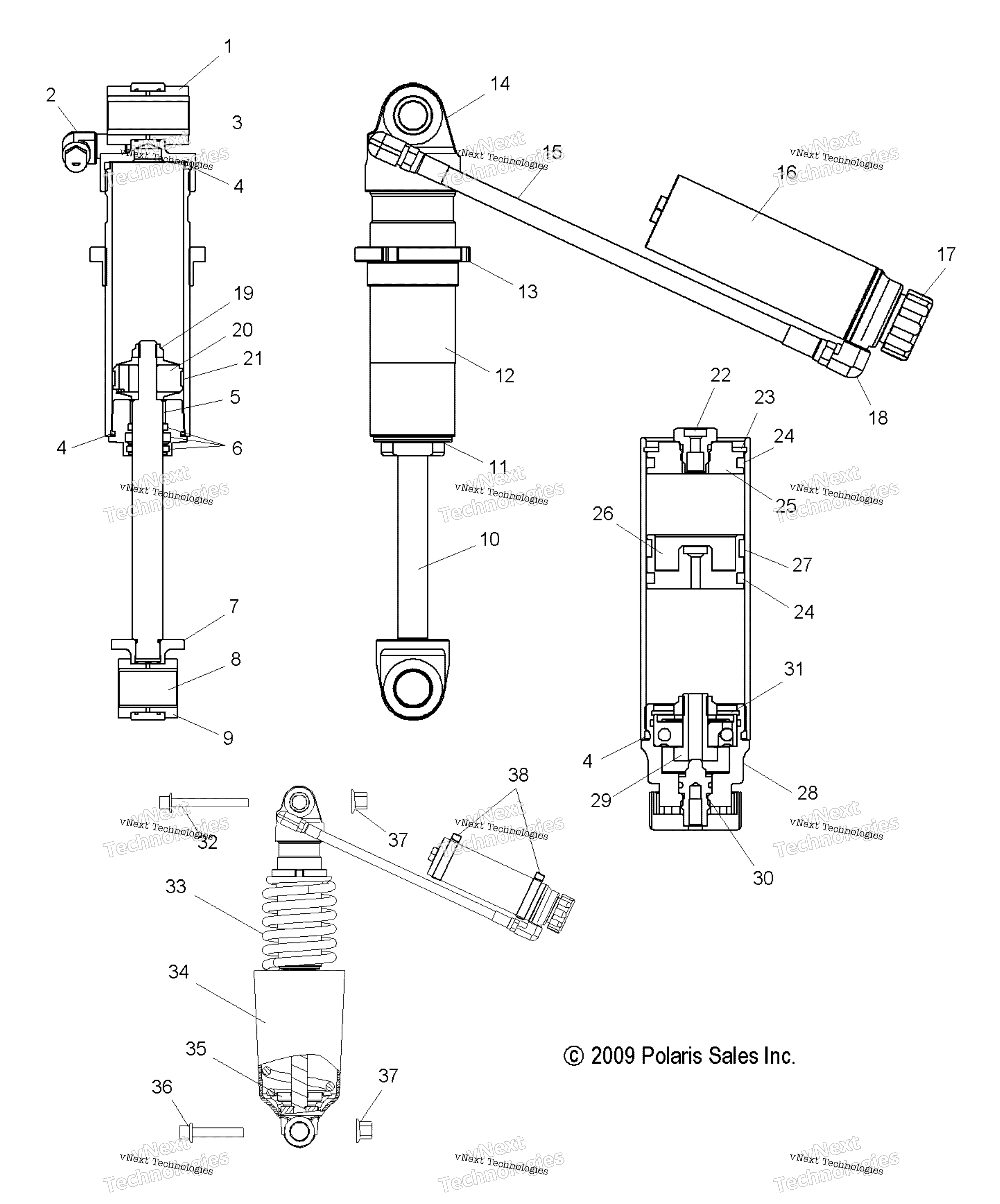 Suspension, Shock, передний Track (49Snowshockfront)
