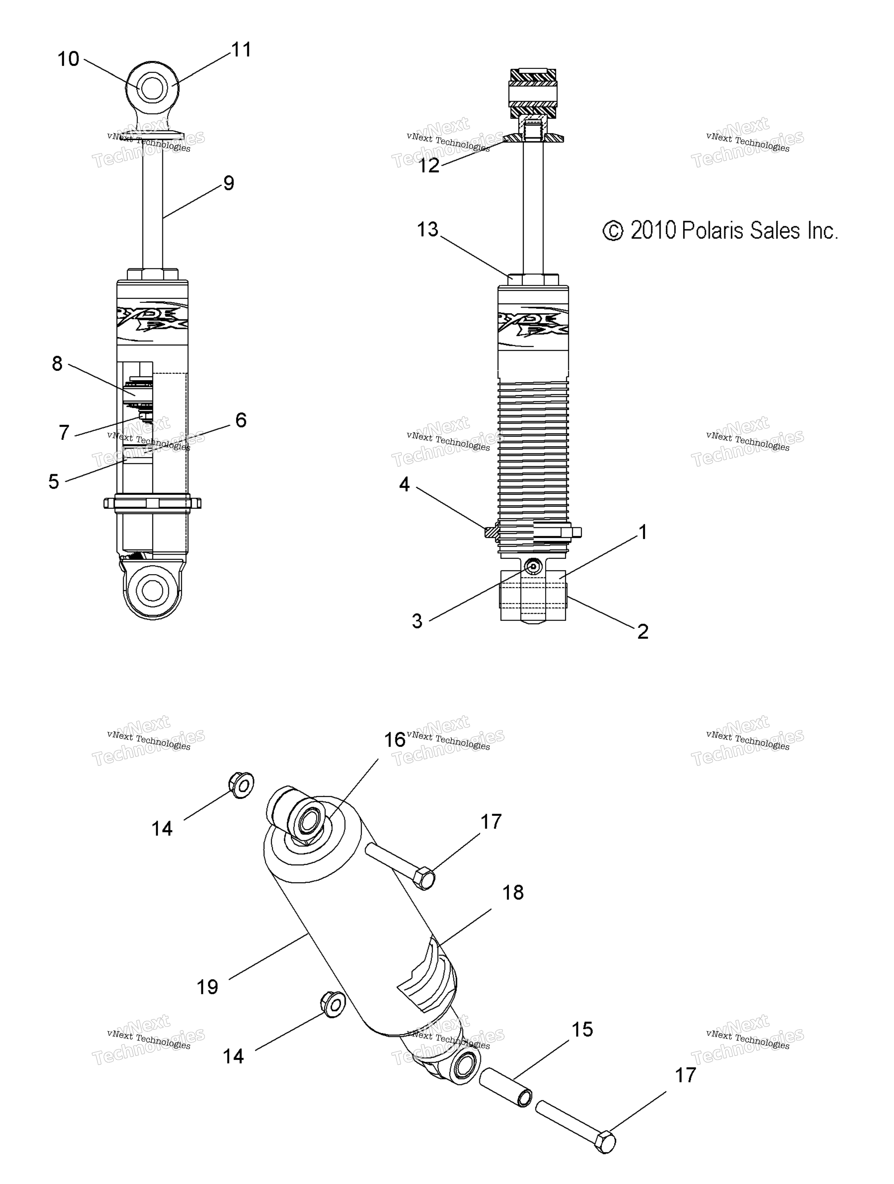 Suspension, Shock, передний Track (49Snowshockfront)