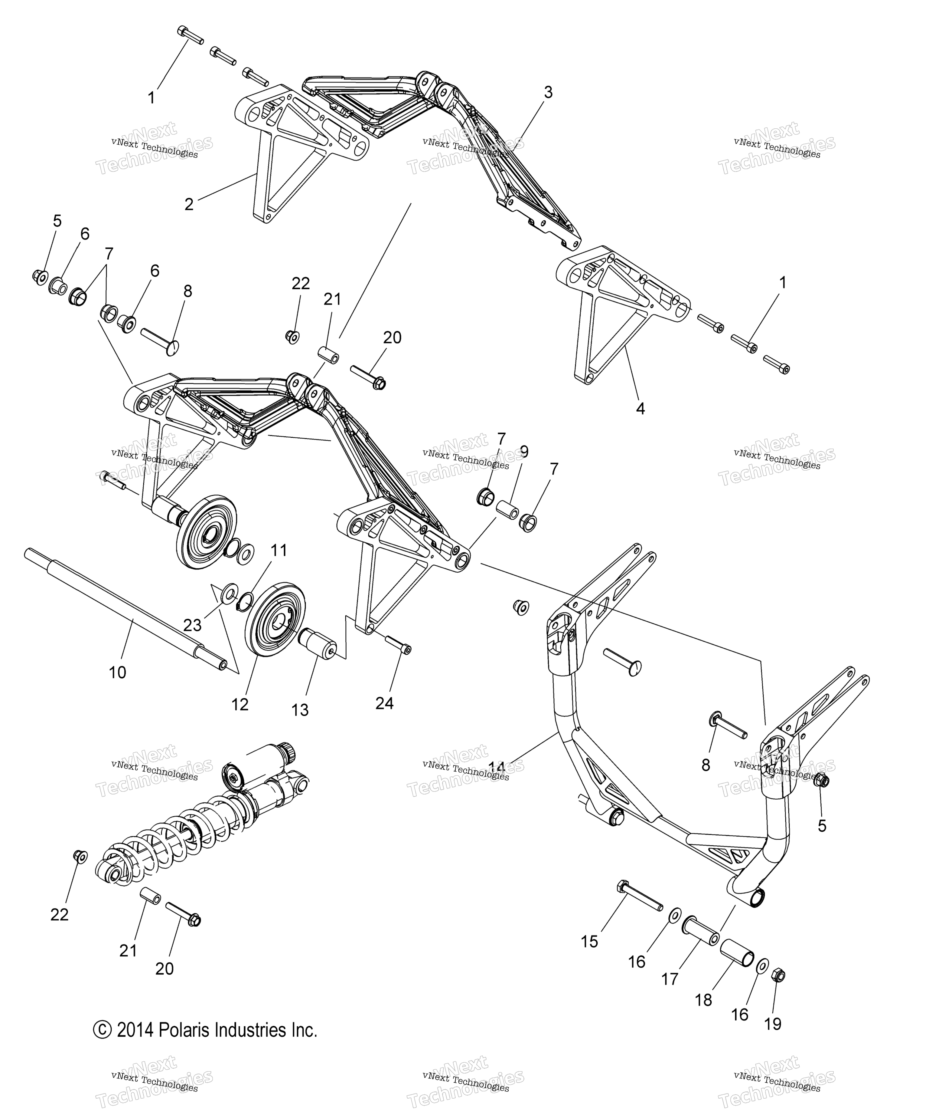 Suspension, Crank Asm., задний Pe / Pel All Options