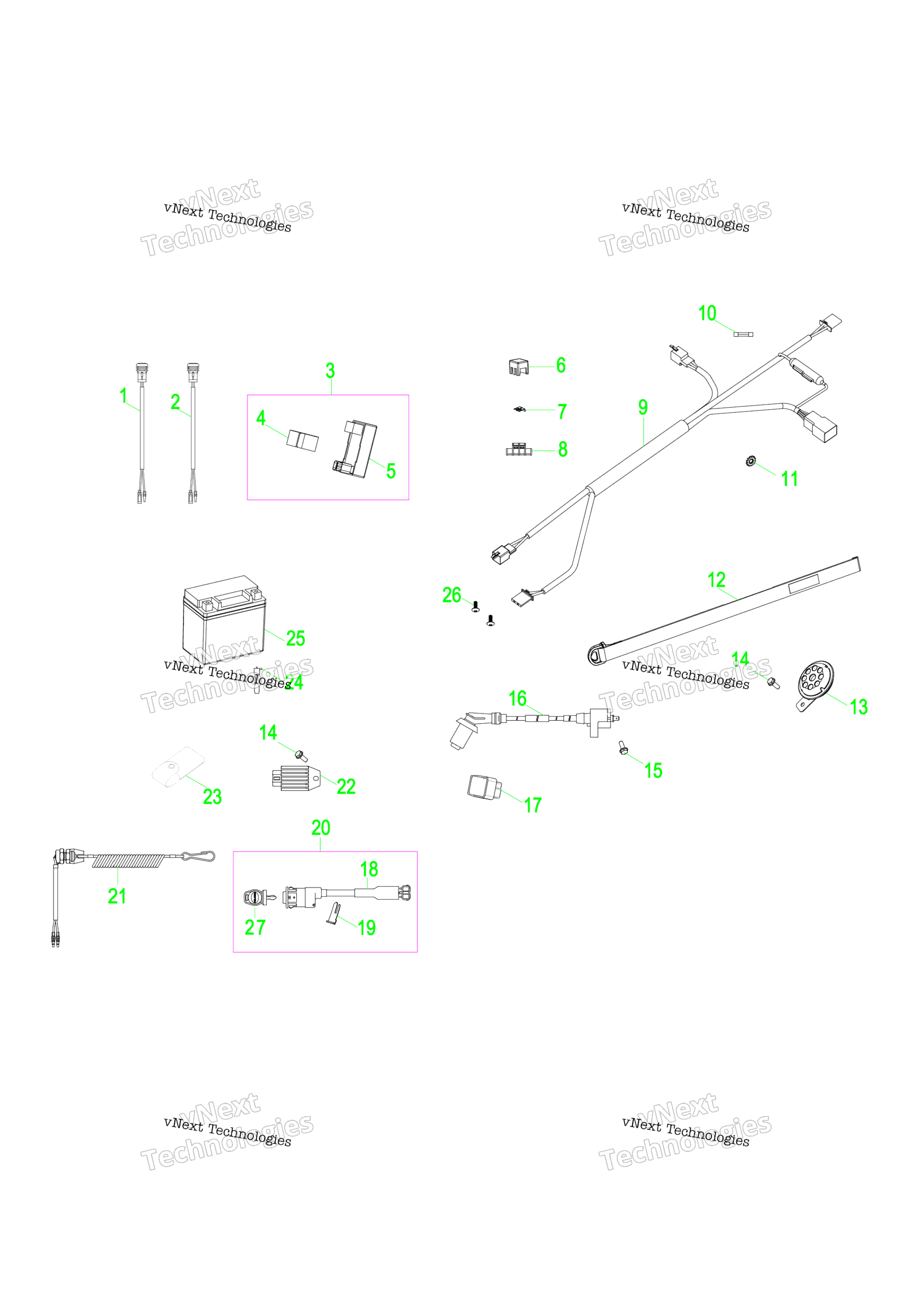 Electrical, Switches, жгут & Indicators